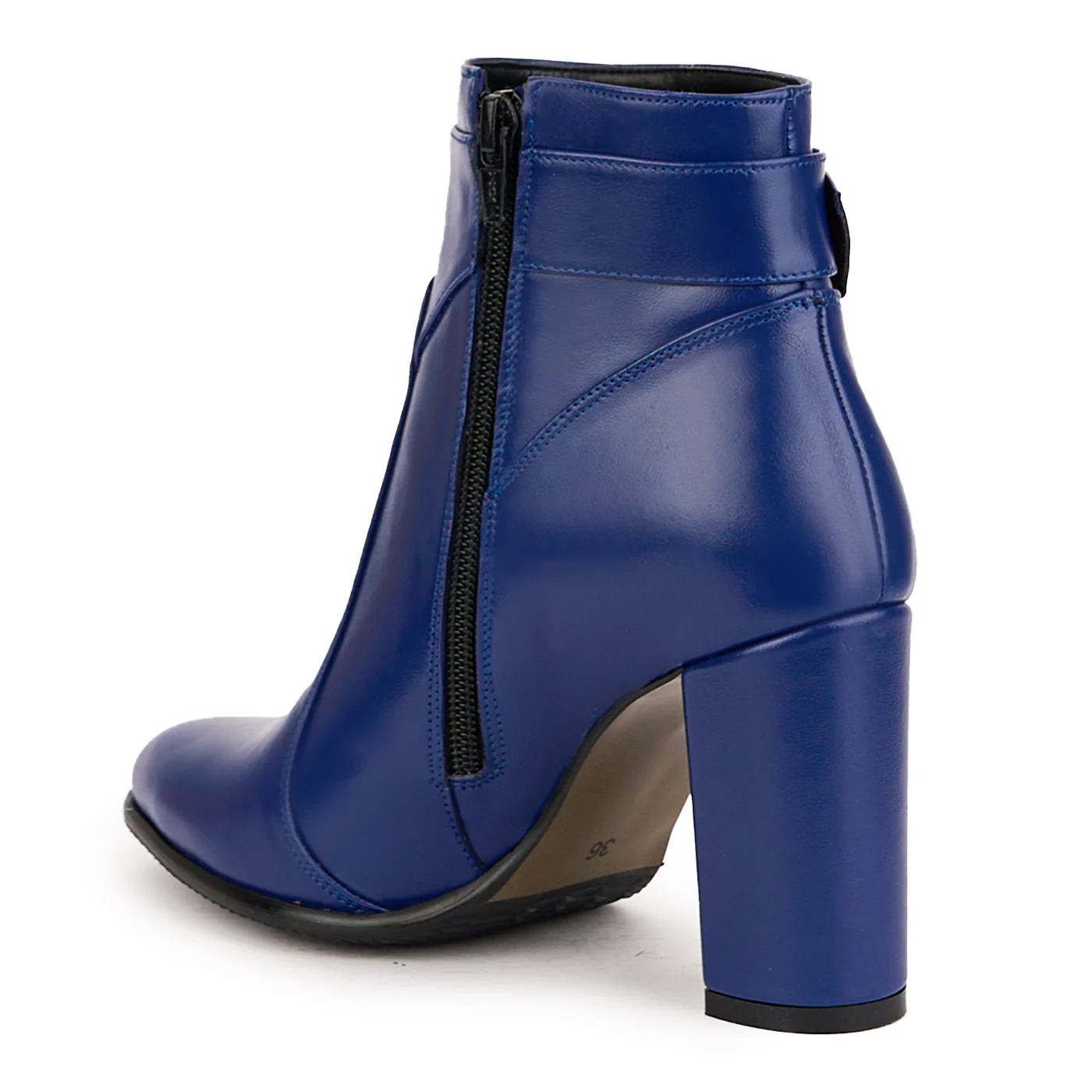 Botine dama din piele naturala bleumarin cu toc gros 9 cm 16703 - Image 2