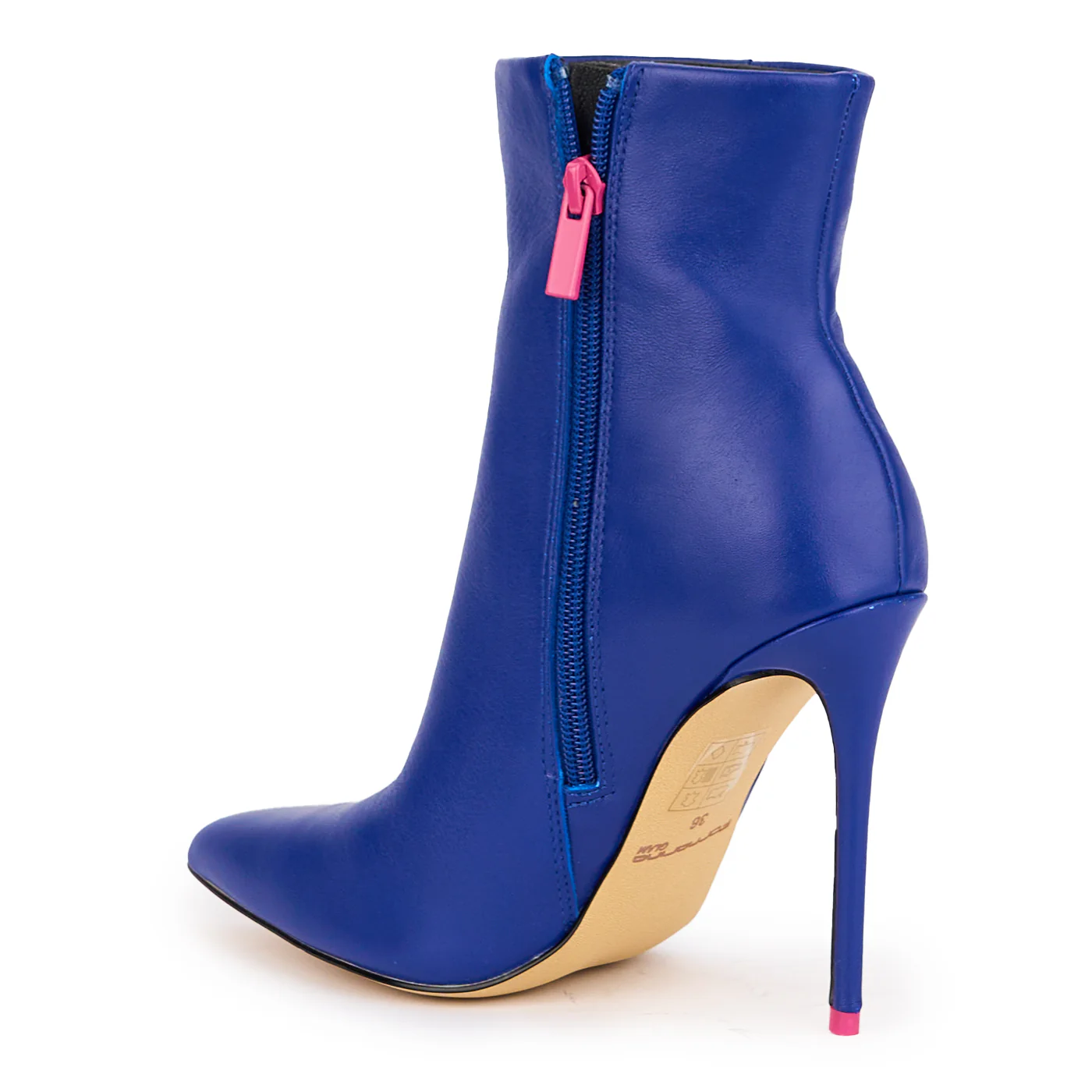 Botine dama din piele naturala bleumarin cu toc subtire 11 cm 16846 - Image 2
