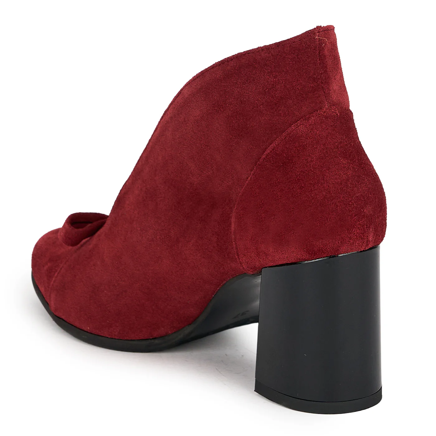 Botine dama din piele naturala bordo cu toc gros 7 cm 19108 - Image 2