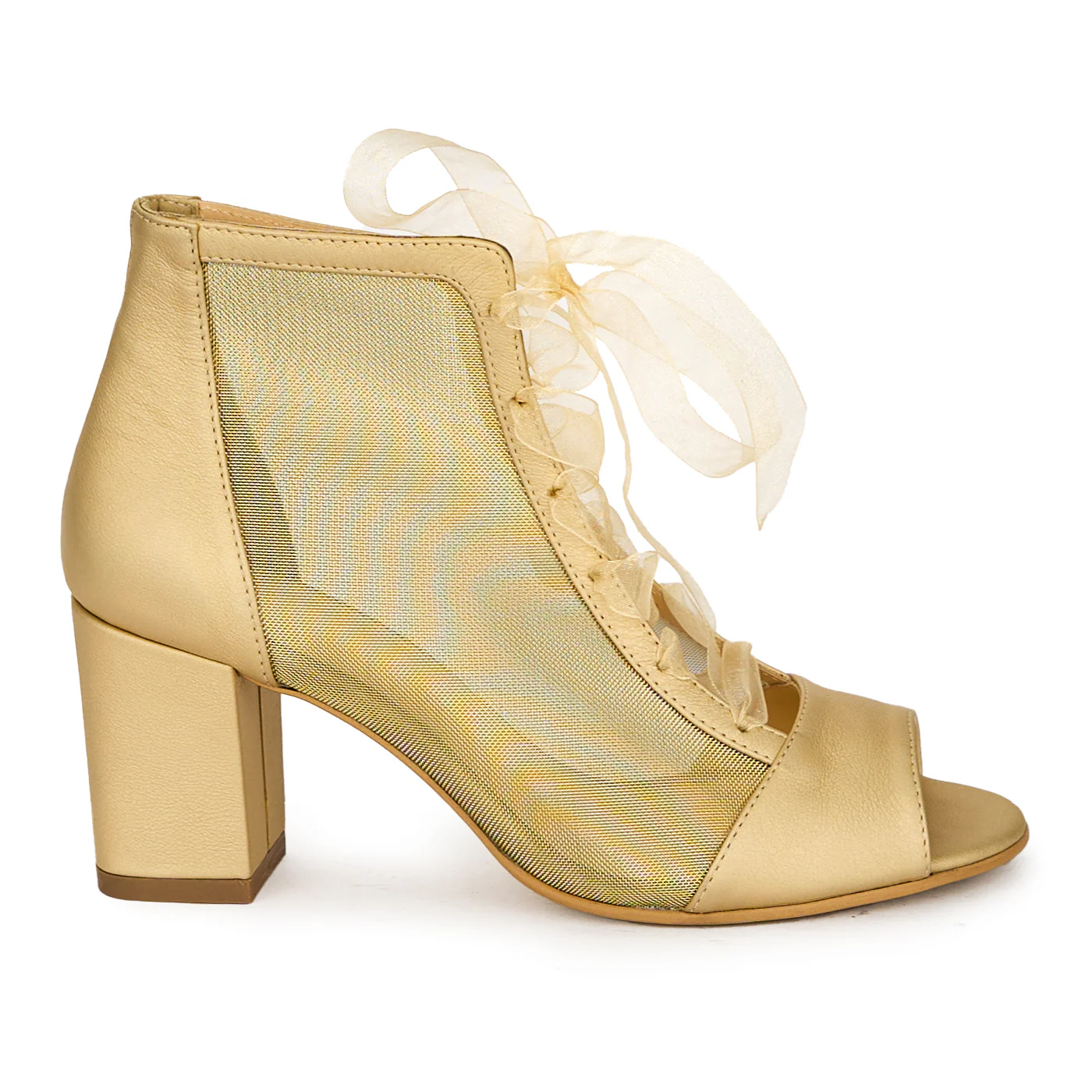 Botine dama din piele naturala bej cu toc gros 7 cm 17884
