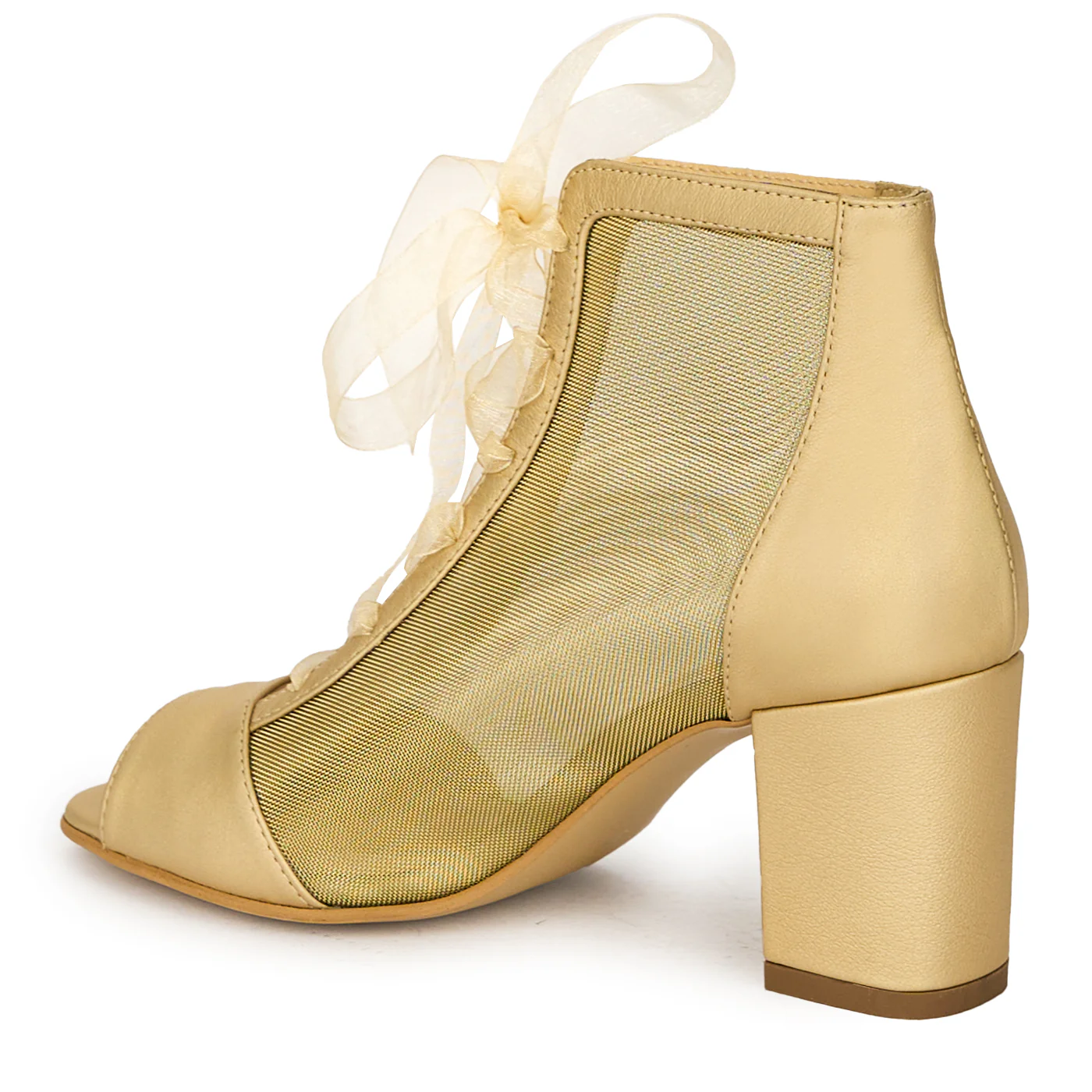 Botine dama din piele naturala bej cu toc gros 7 cm 17884 - Image 2
