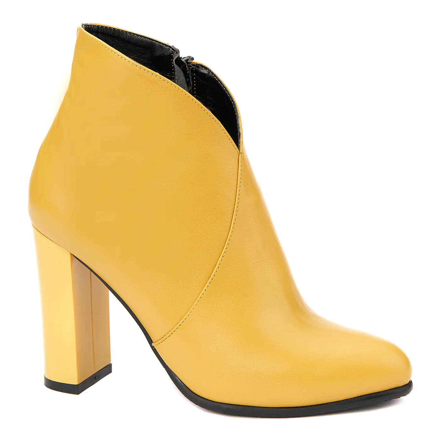Botine dama din piele naturala galbena 6308