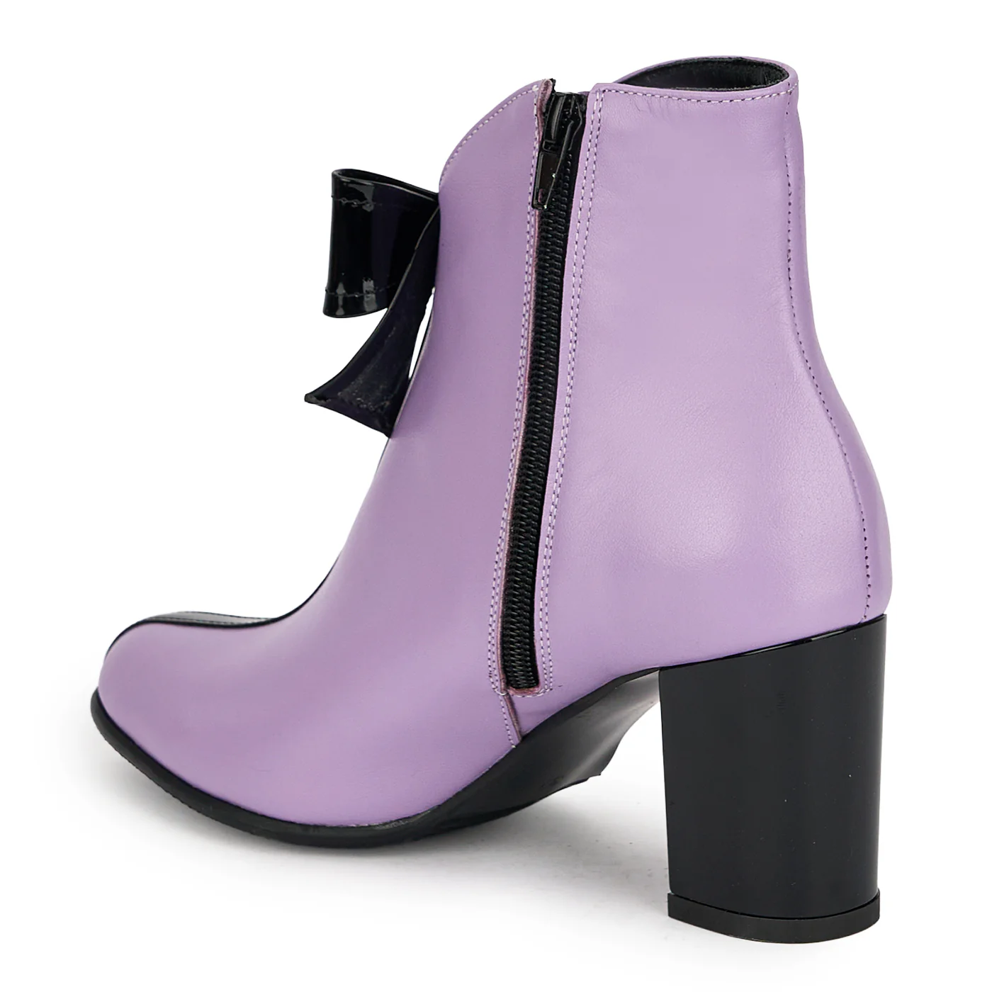 Botine dama din piele naturala lila cu toc gros 7 cm 19109 - Image 2