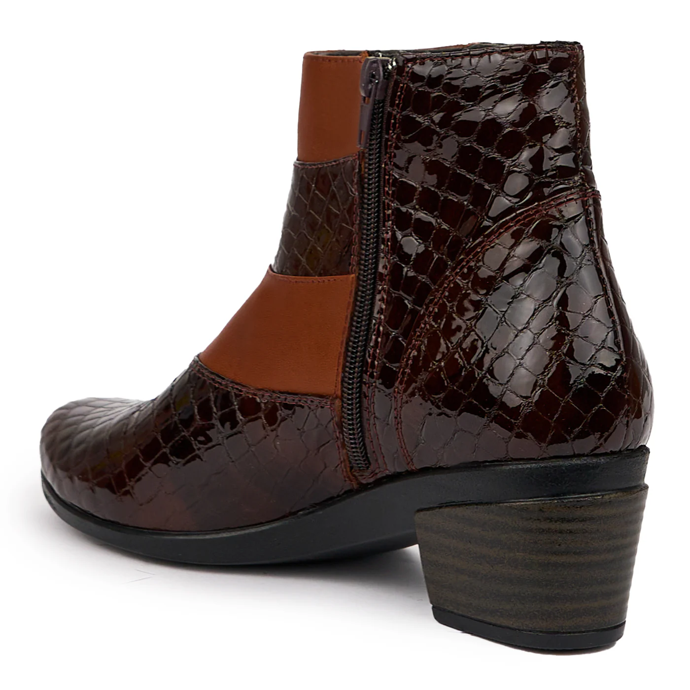 Botine dama din piele naturala maro cu toc 6 cm 14287 - Image 2