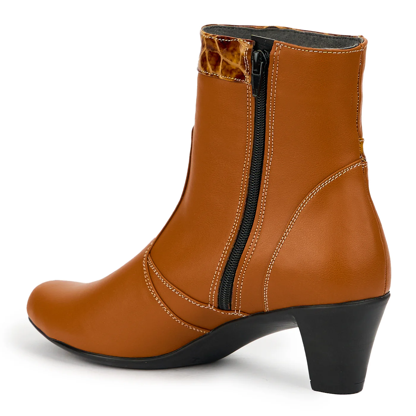 Botine dama din piele naturala maro cu toc 6 cm 14789 - Image 2