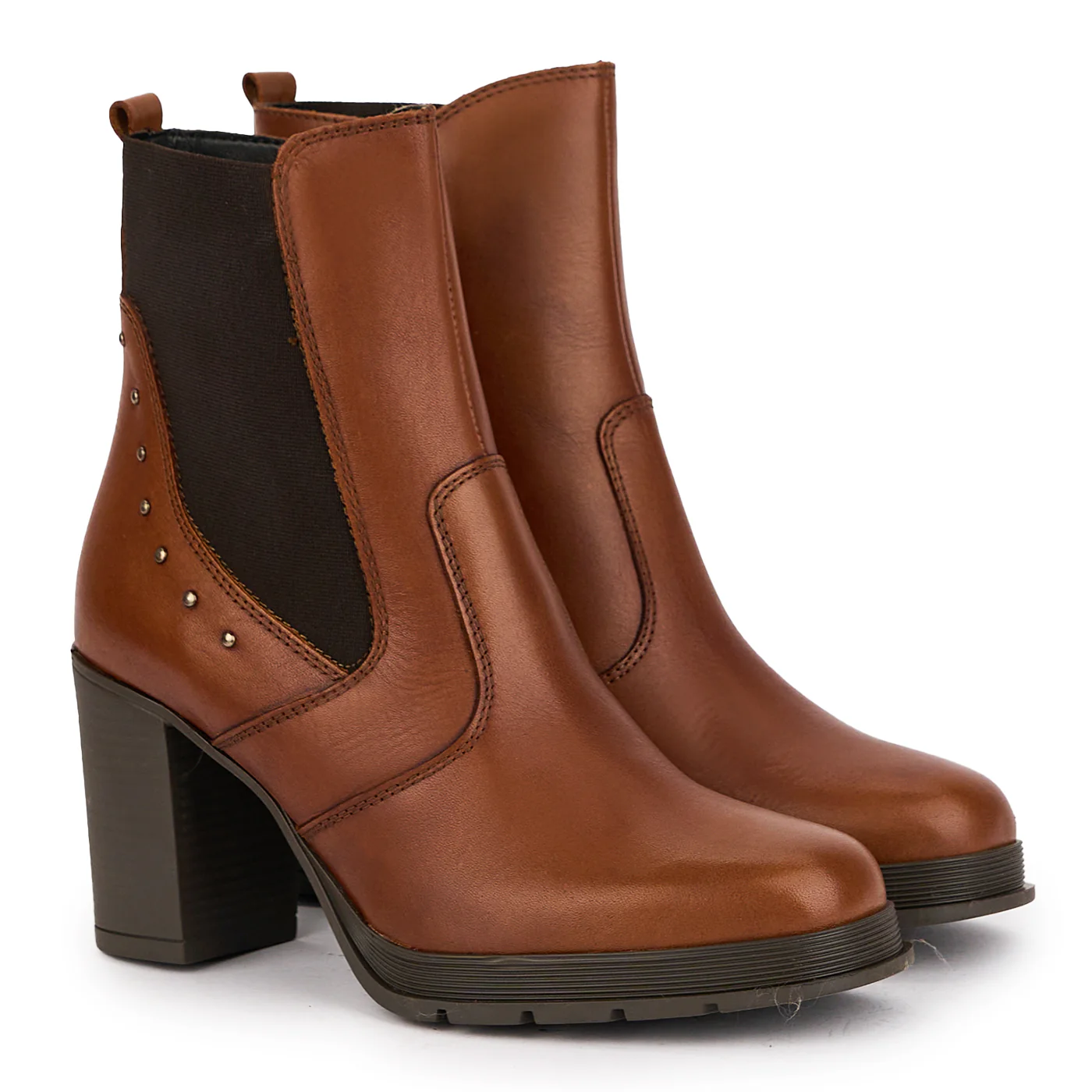 Botine dama din piele naturala maro cu toc 8 cm 17008 - Image 4