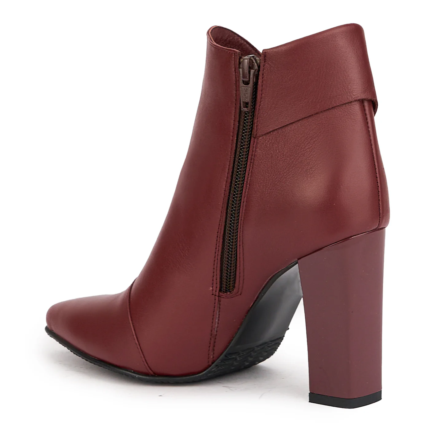 Botine dama din piele naturala maro cu toc gros 10 cm 17179 - Image 2