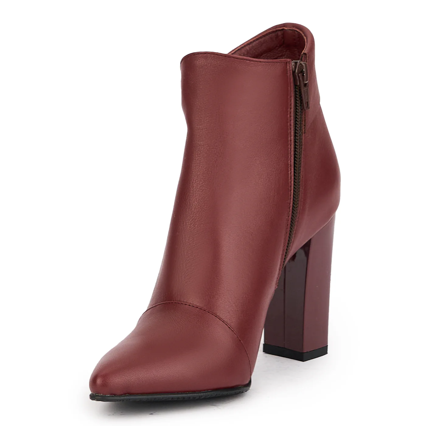Botine dama din piele naturala maro cu toc gros 10 cm 17179 - Image 3