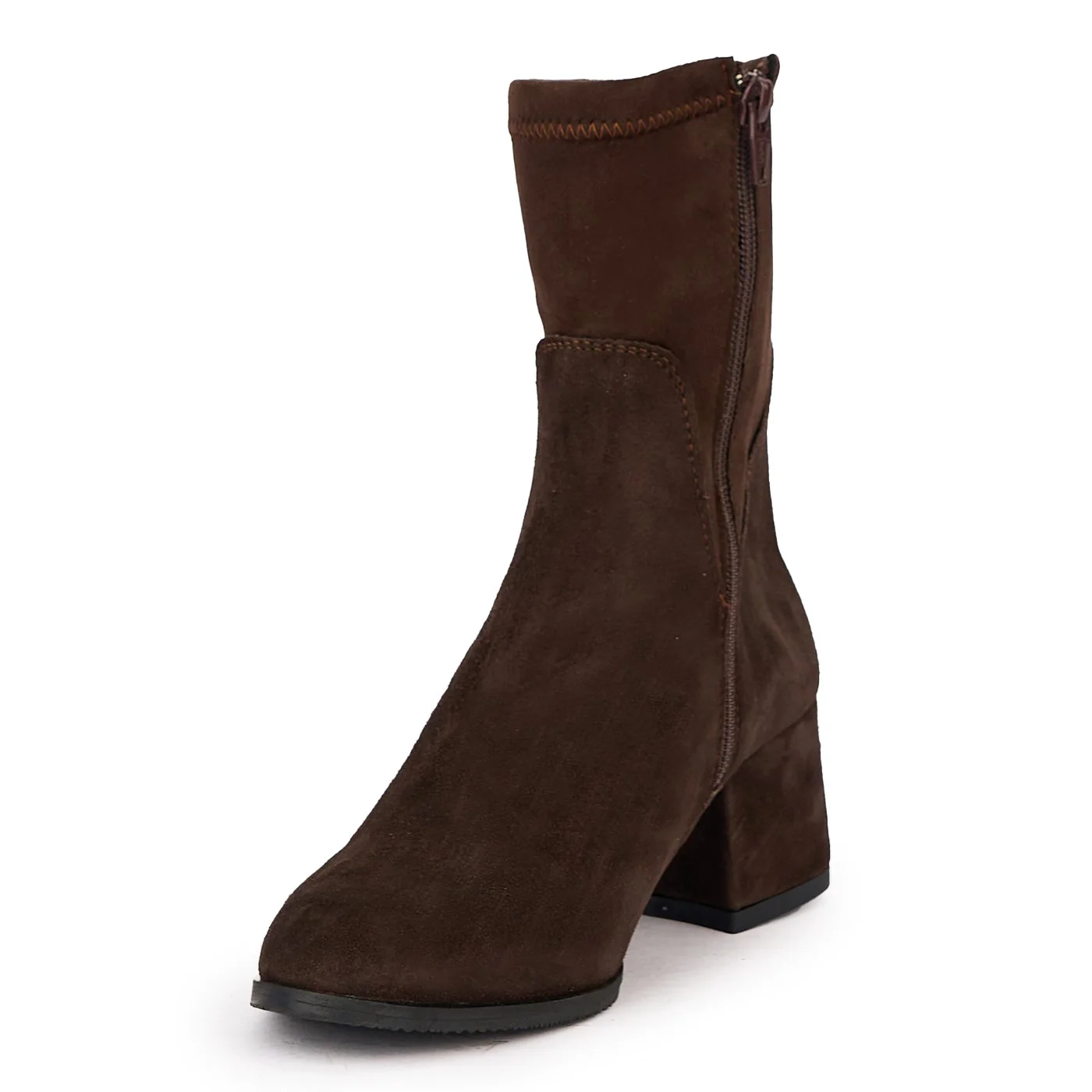 Botine dama din piele naturala maro cu toc gros 5.5 cm 17129 - Image 3