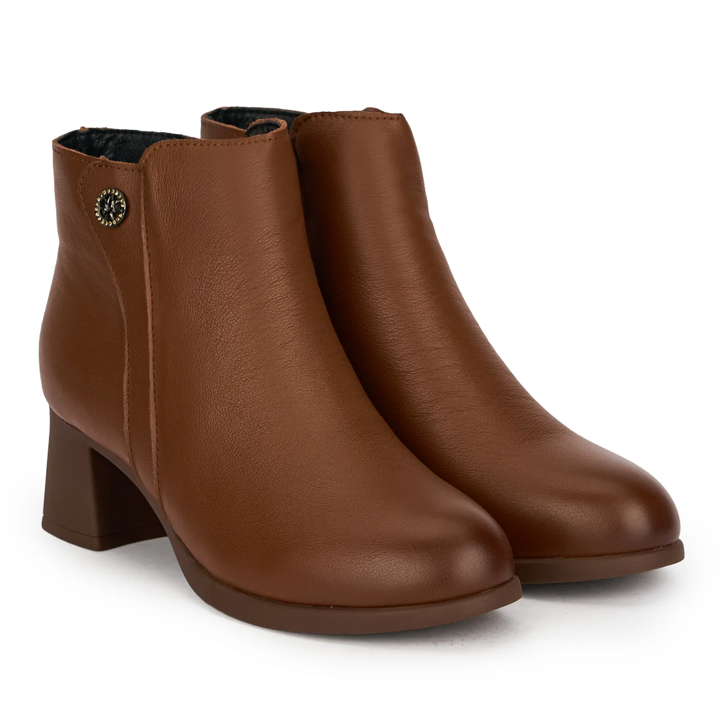 Botine dama din piele naturala maro cu toc gros 5.5 cm 18979 - Image 4