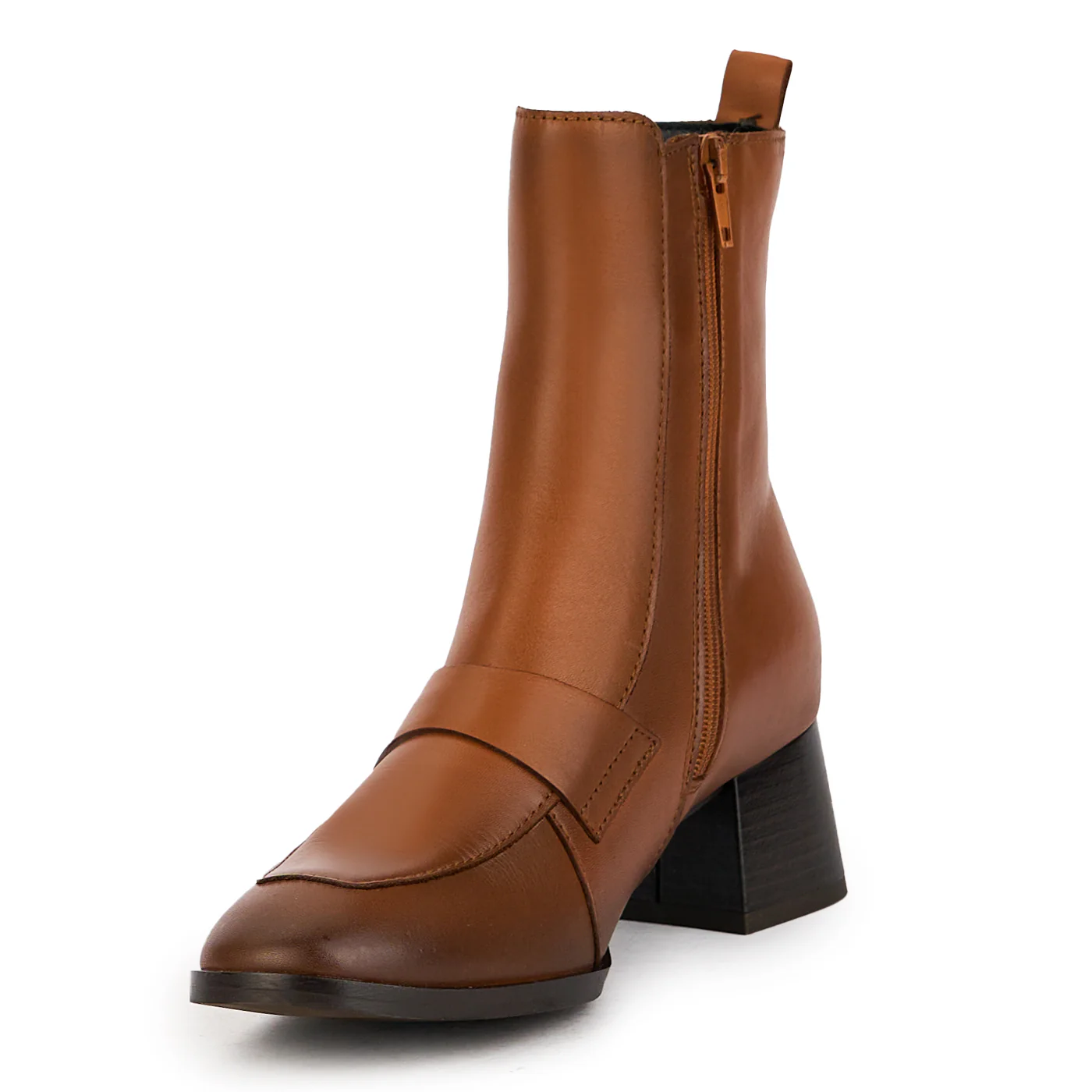 Botine dama din piele naturala maro cu toc gros 5 cm 17232 - Image 3