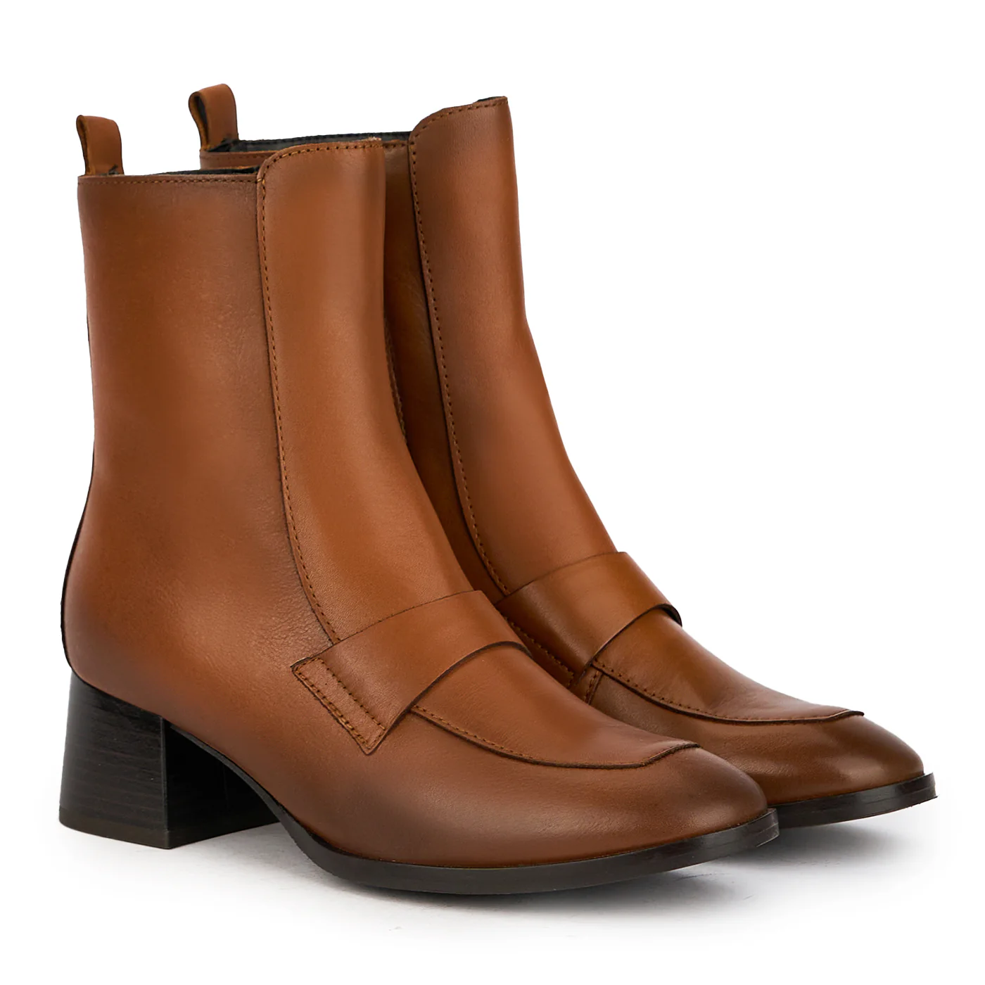 Botine dama din piele naturala maro cu toc gros 5 cm 17232 - Image 4