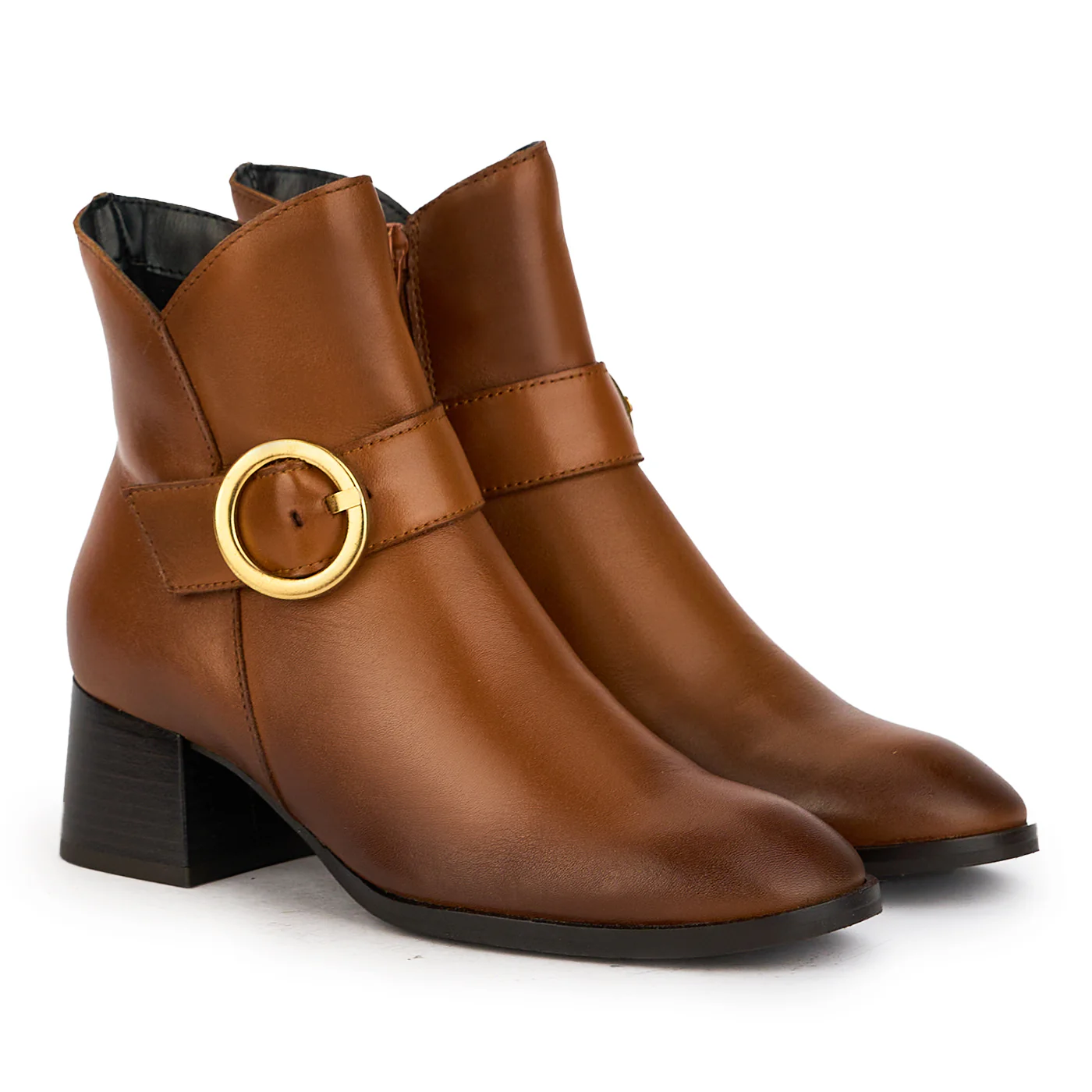 Botine dama din piele naturala maro cu toc gros 5 cm 17235 - Image 4