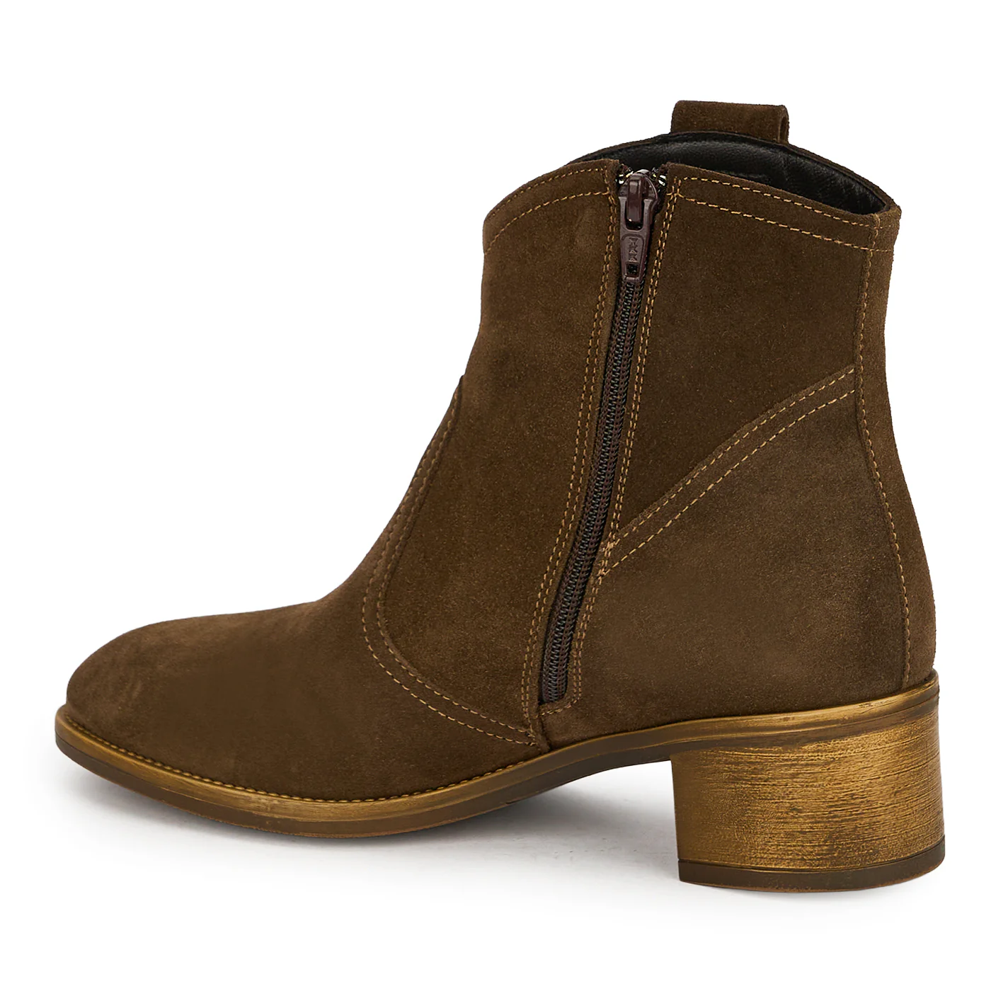 Botine dama din piele naturala maro cu toc gros 5 cm 19069 - Image 2