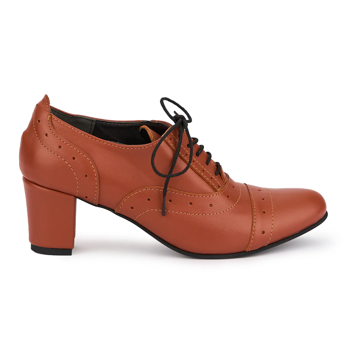 Botine dama din piele naturala maro cu toc gros 6 cm 16819