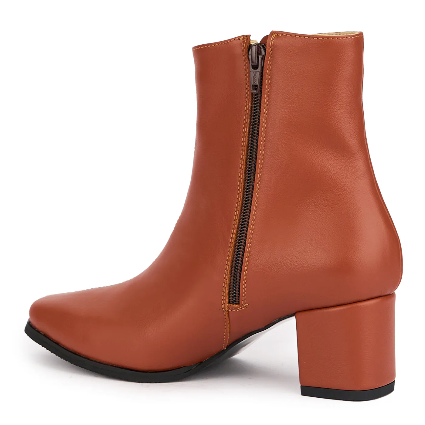 Botine dama din piele naturala maro cu toc gros 6 cm 16890 - Image 2