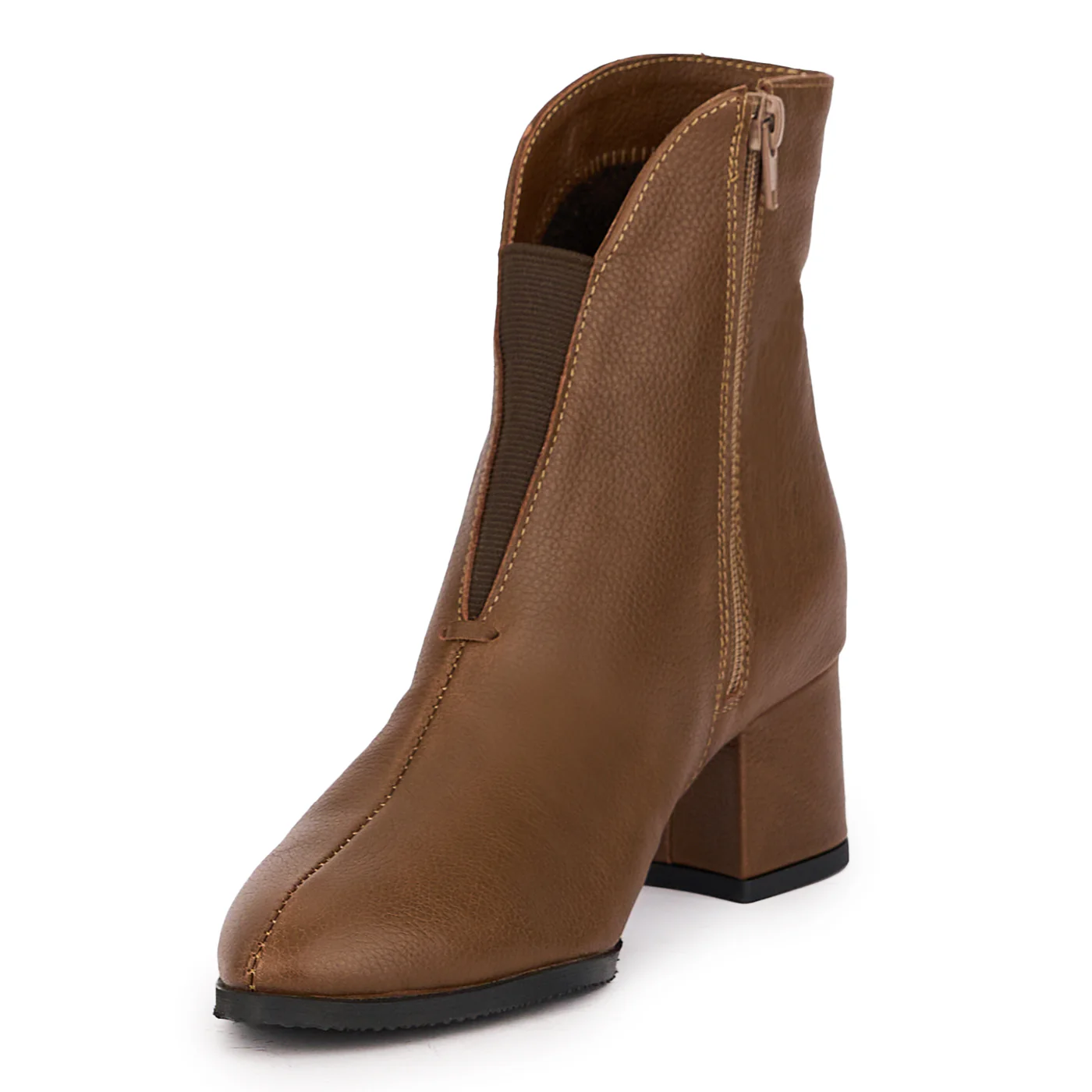 Botine dama din piele naturala maro cu toc gros 6 cm 17127 - Image 3