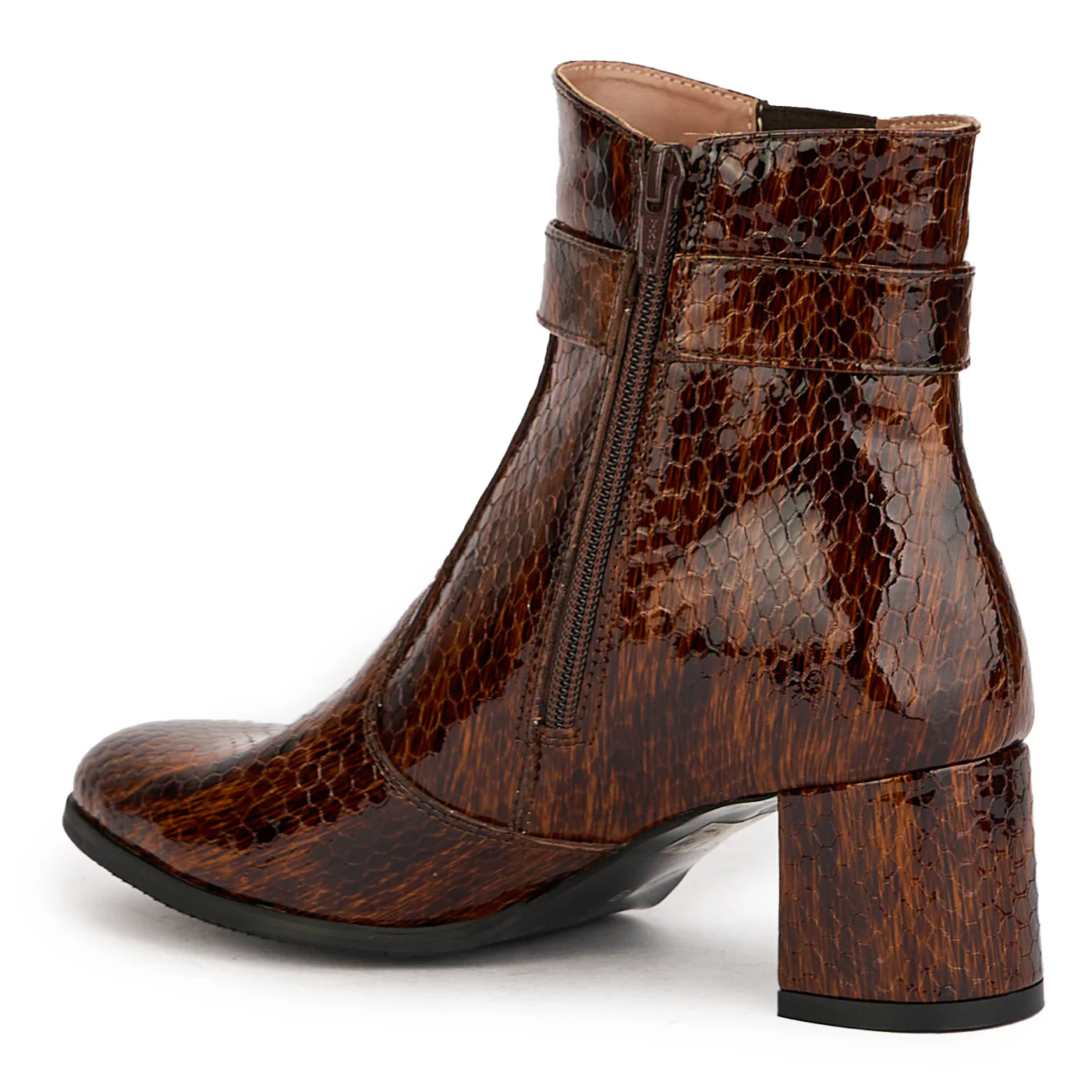 Botine dama din piele naturala maro cu toc gros 6 cm 17255 - Image 2