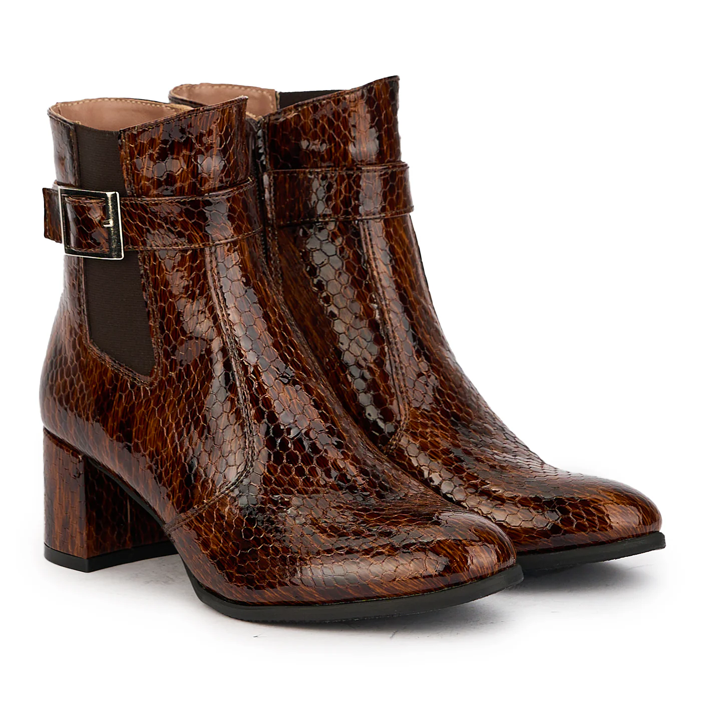 Botine dama din piele naturala maro cu toc gros 6 cm 17255 - Image 4