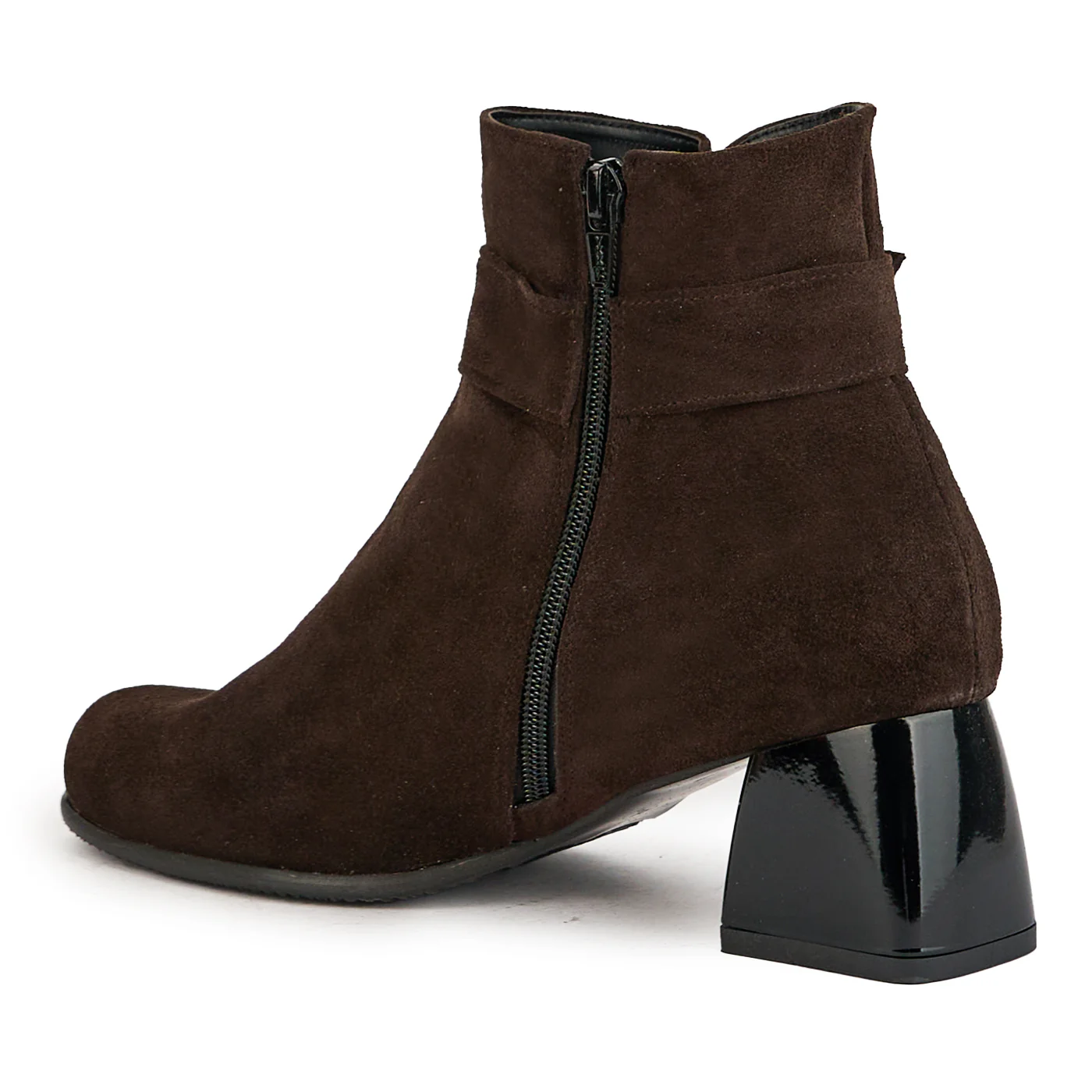 Botine dama din piele naturala maro cu toc gros 6 cm 17351 - Image 2