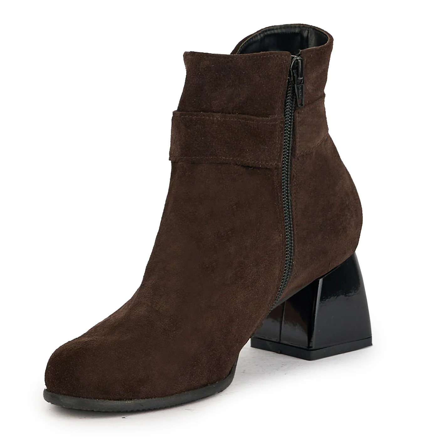 Botine dama din piele naturala maro cu toc gros 6 cm 17351 - Image 3