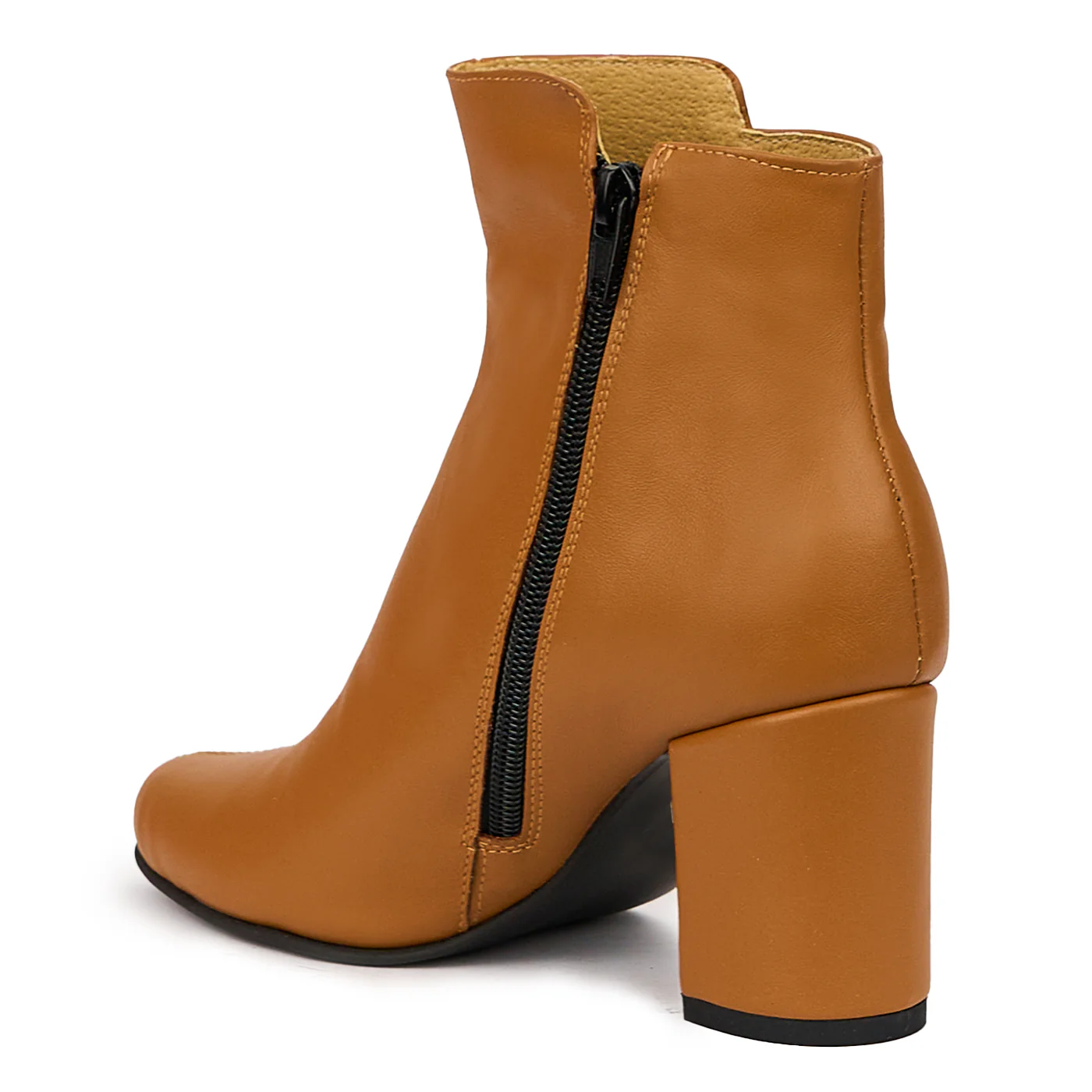 Botine dama din piele naturala maro cu toc gros 7 cm 14410 - Image 2