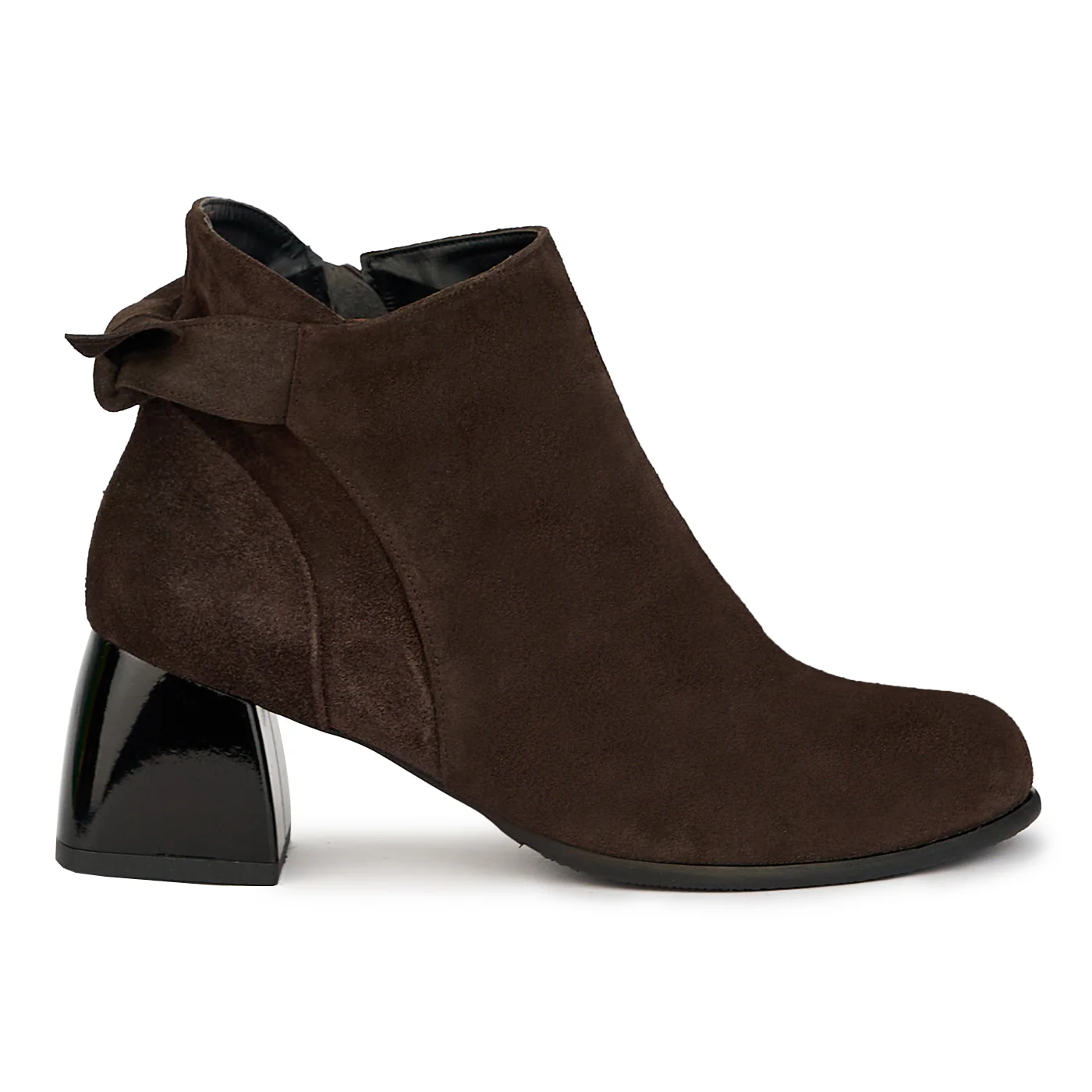 Botine dama din piele naturala maro cu toc gros 8 cm 14952