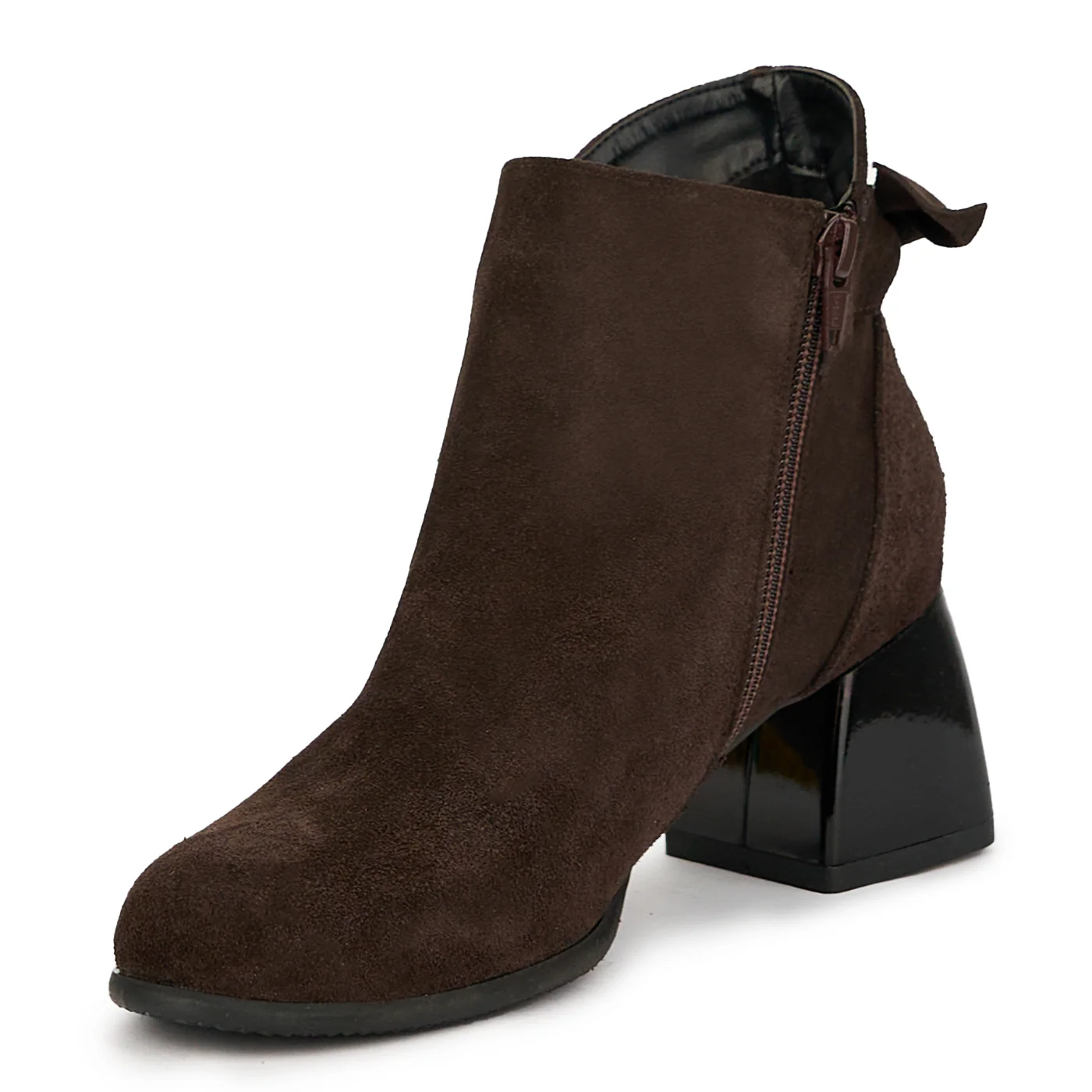 Botine dama din piele naturala maro cu toc gros 8 cm 14952 - Image 3