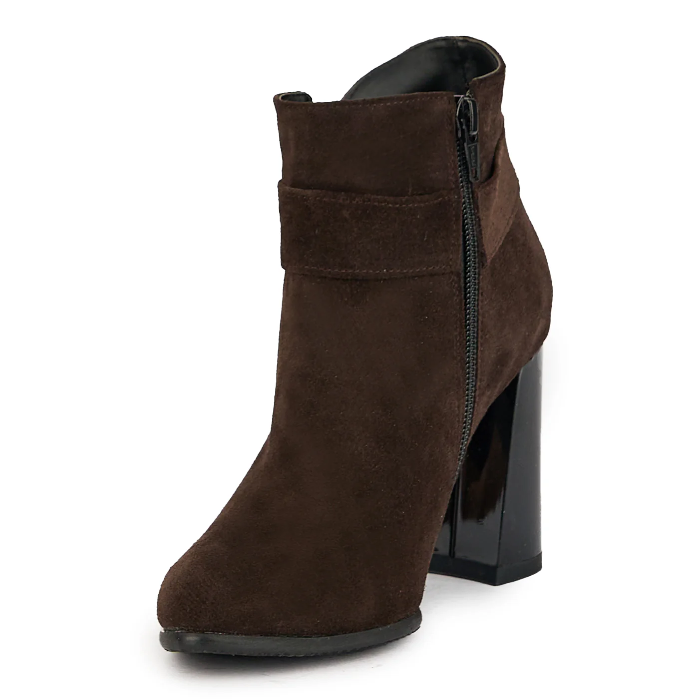 Botine dama din piele naturala maro cu toc gros 9 cm 17360 - Image 3