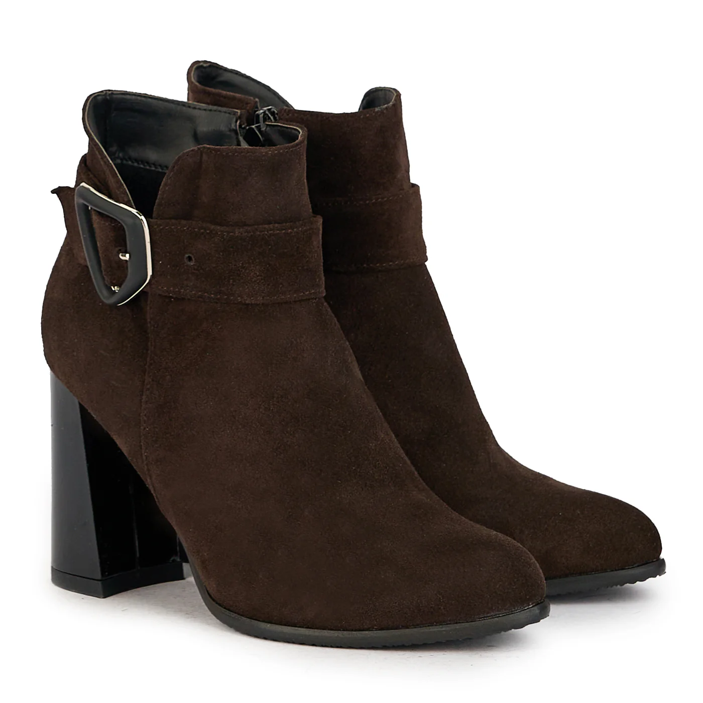 Botine dama din piele naturala maro cu toc gros 9 cm 17360 - Image 4