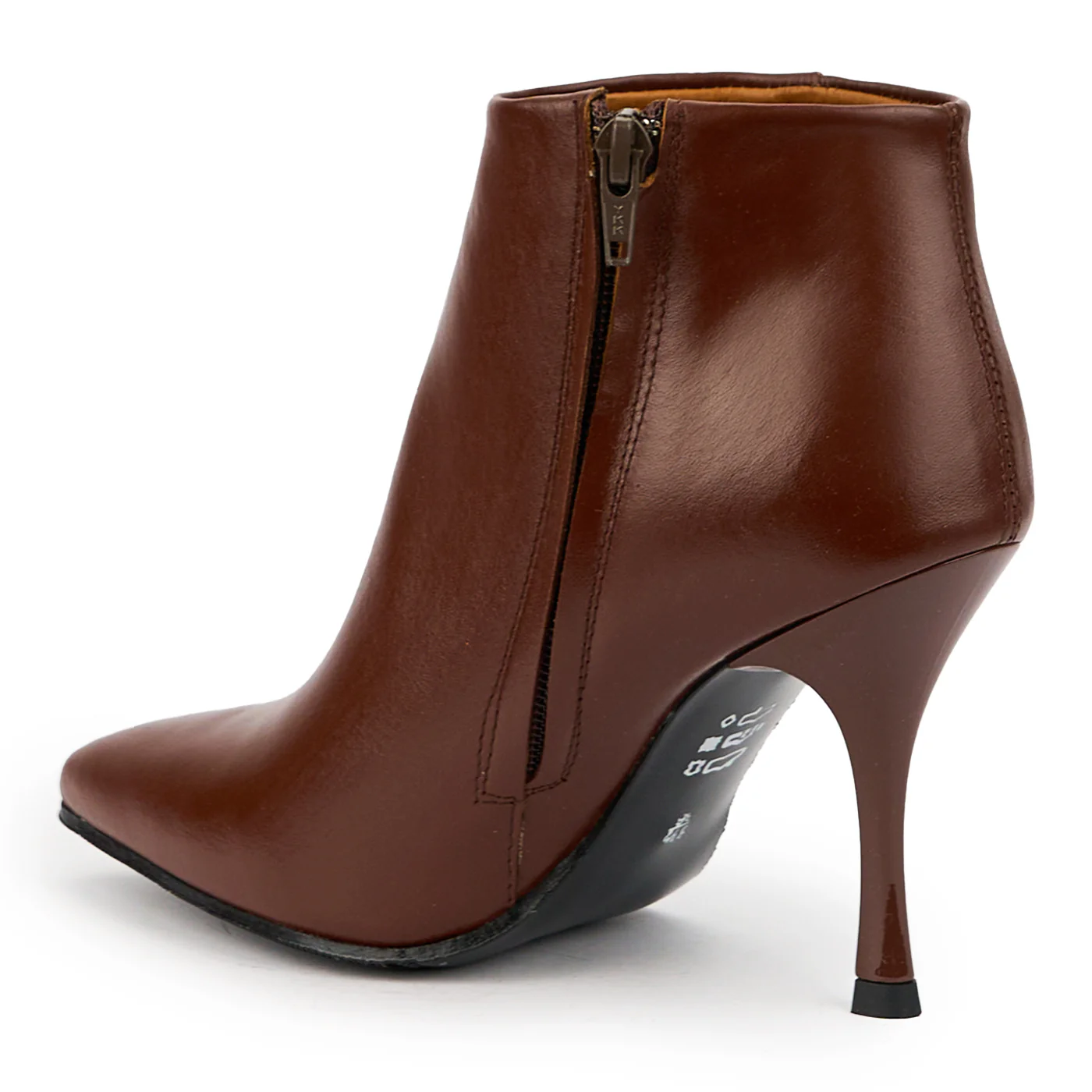 Botine dama din piele naturala maro cu toc subtire 9.5 cm 14743 - Image 2