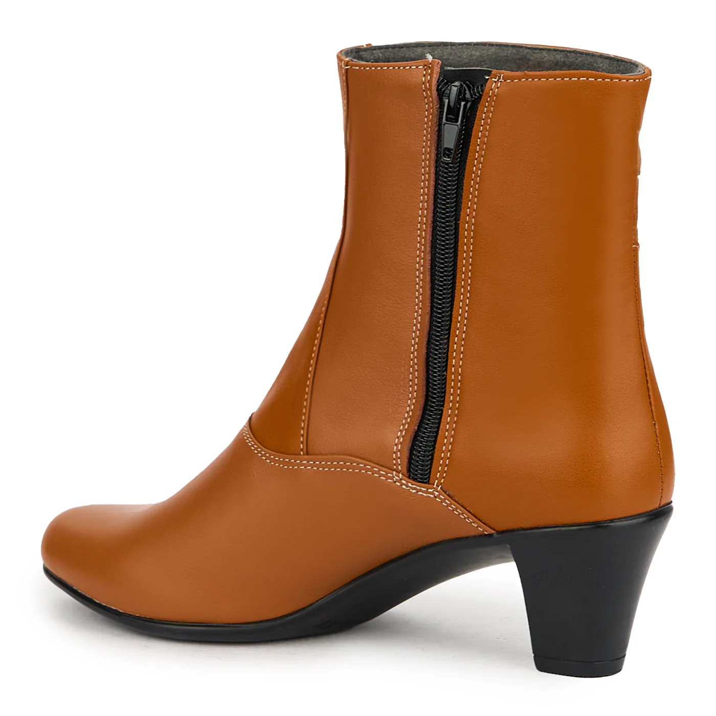 Botine dama din piele naturala maronie cu toc 6 cm 15080 - Image 2