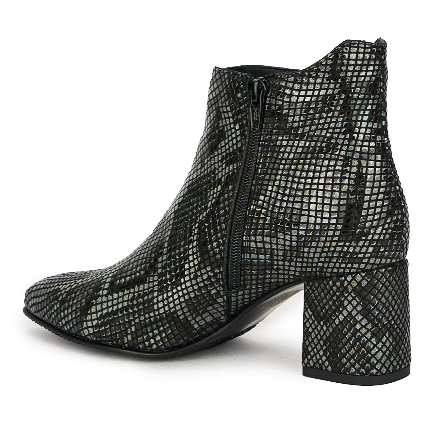 Botine dama din piele naturala model piton cu toc gros 17582 - Image 2