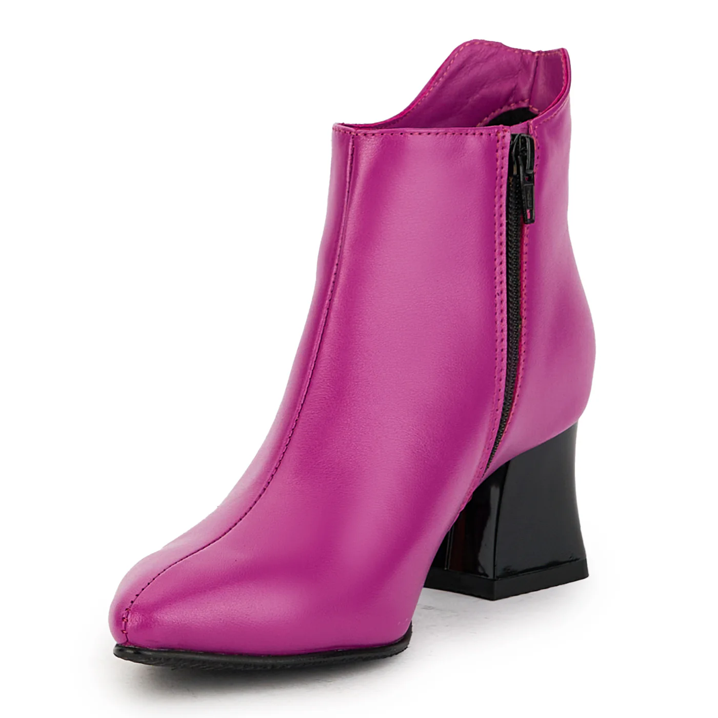 Botine dama din piele naturala mov cu toc gros 5.5 cm 17338 - Image 3