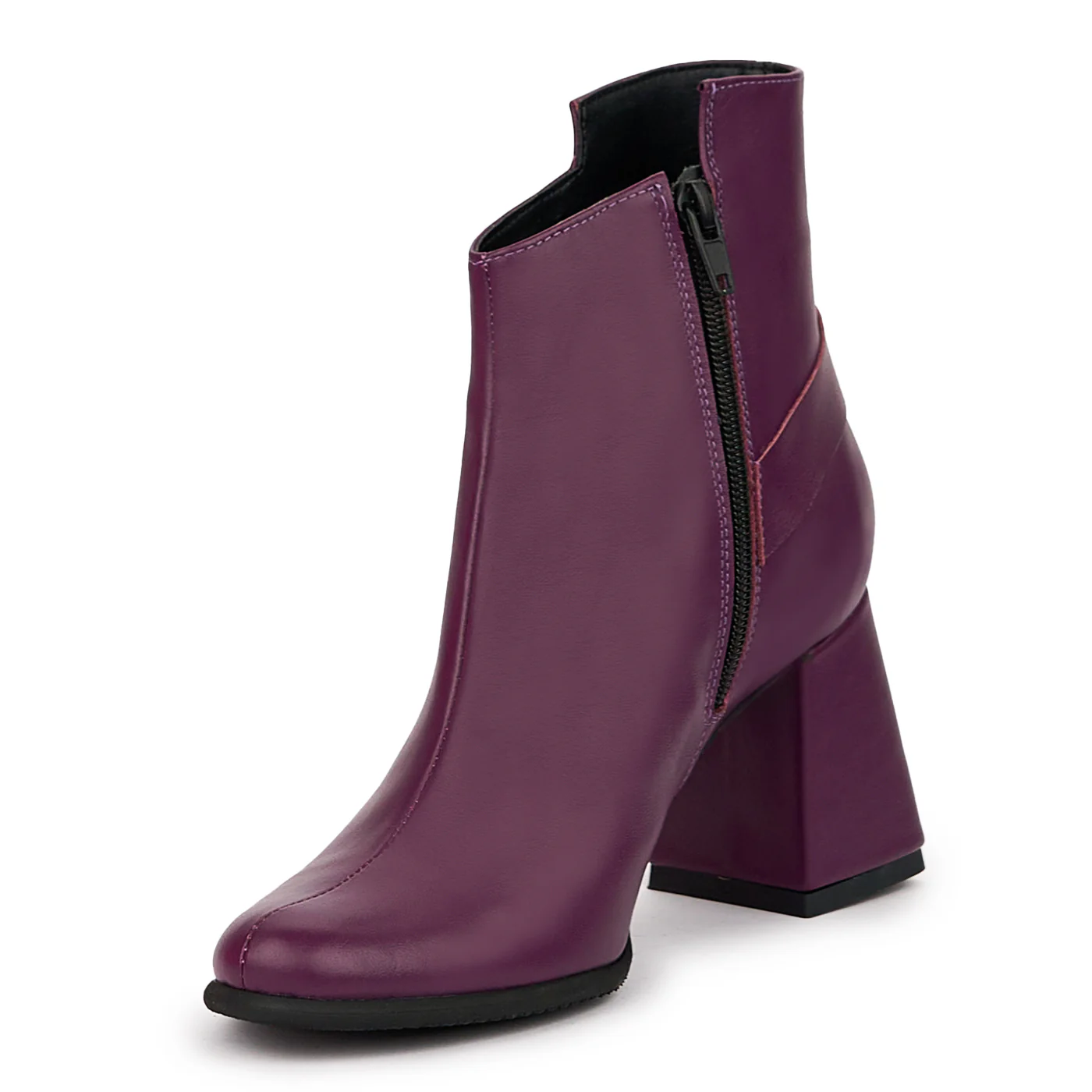 Botine dama din piele naturala mov cu toc gros 7.5 cm 14403 - Image 3