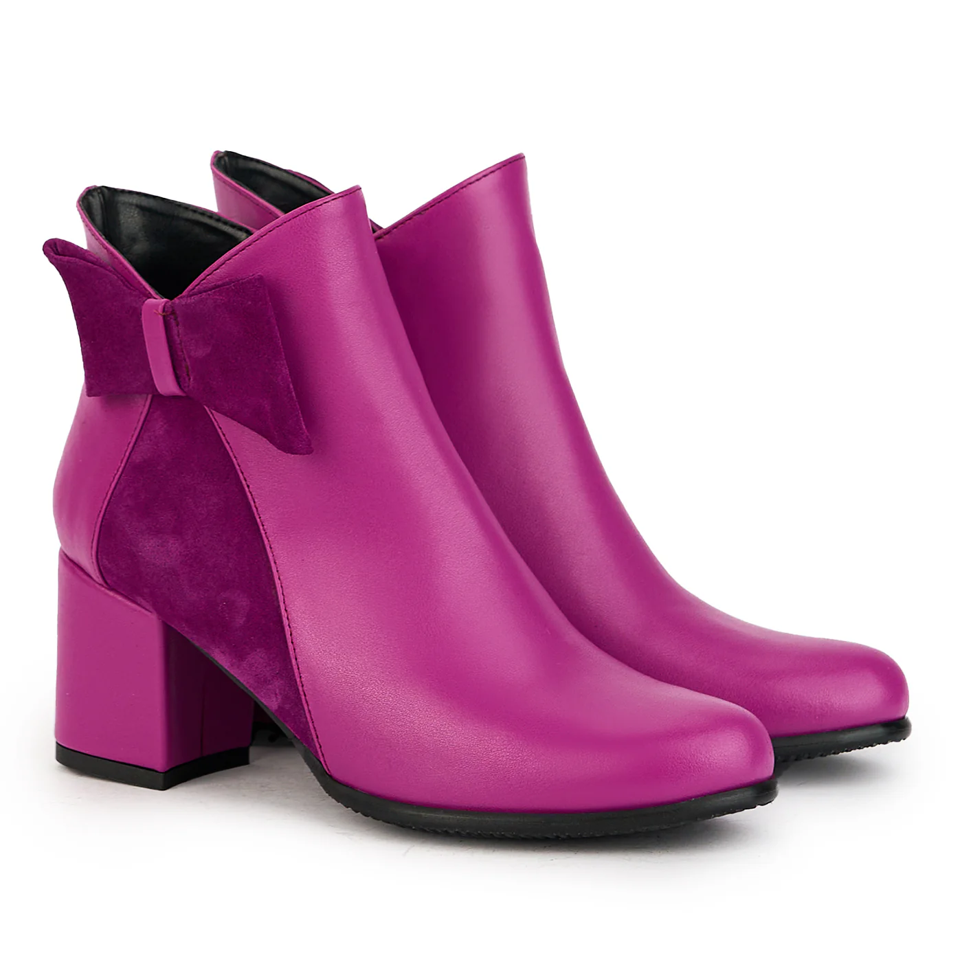 Botine dama din piele naturala mov cu toc gros 7 cm 17379 - Image 4