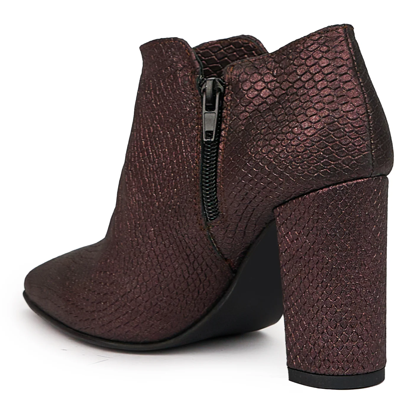 Botine dama din piele naturala mov cu toc gros 9 cm 14400 - Image 2