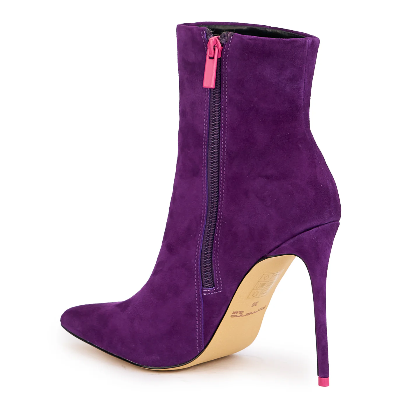 Botine dama din piele naturala mov cu toc subtire 11 cm 16847 - Image 2