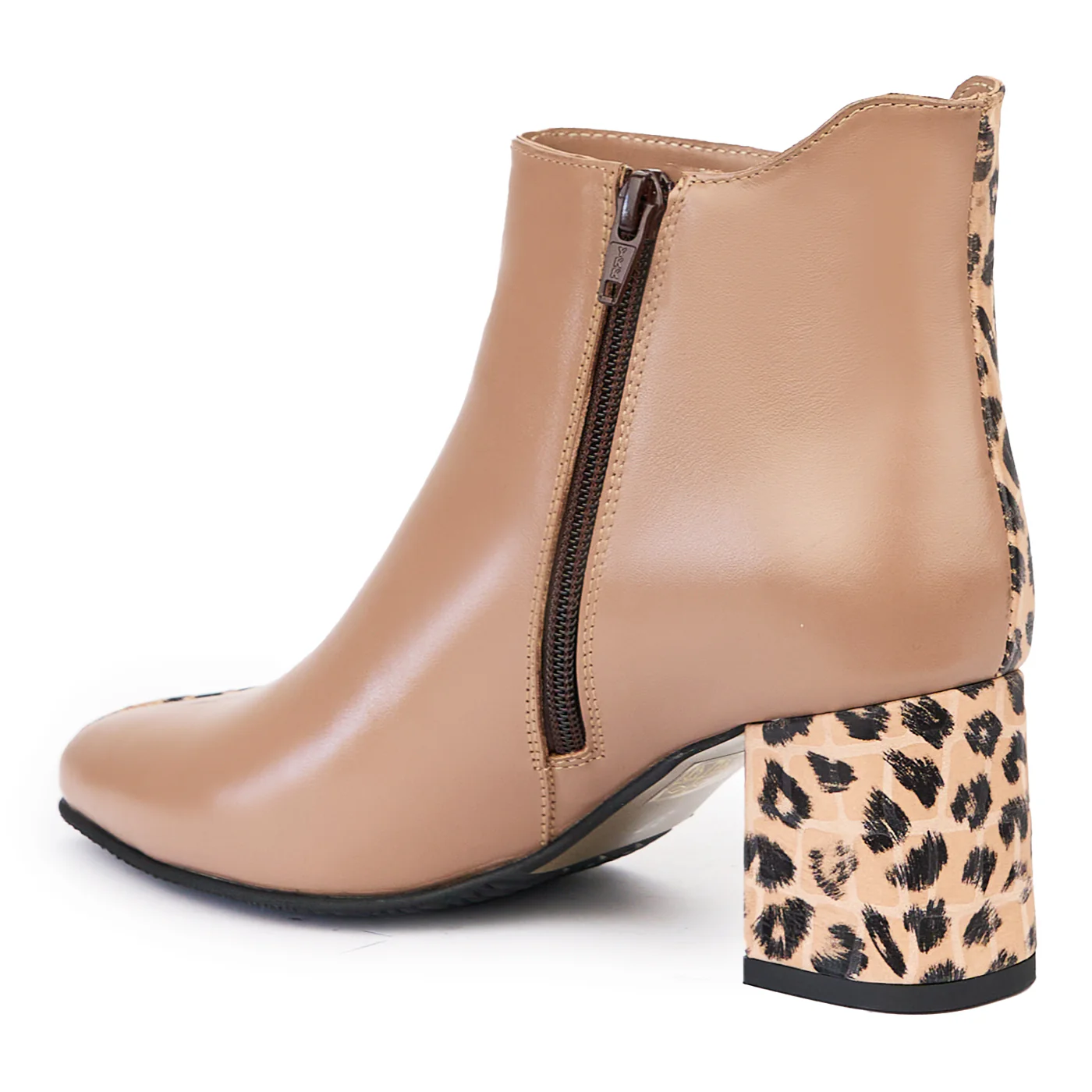 Botine dama din piele naturala multicolor cu toc gros 6.5 cm 14486 - Image 2