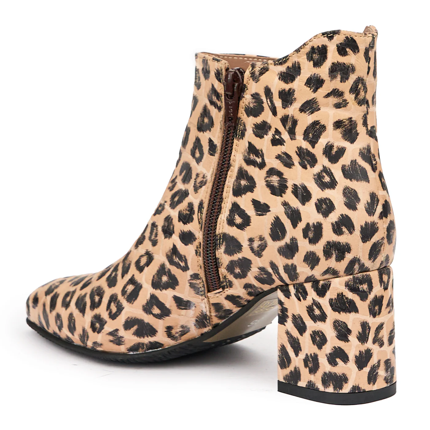 Botine dama din piele naturala multicolor cu toc gros 6.5 cm 14487 - Image 2
