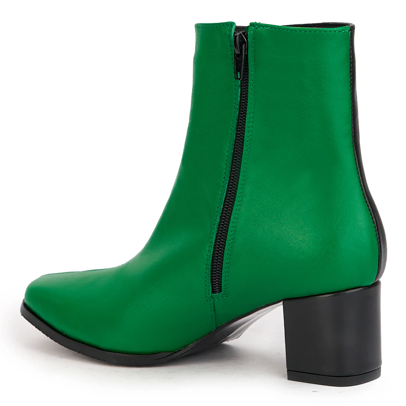 Botine dama din piele naturala multicolor cu toc gros 6 cm 17181 - Image 2