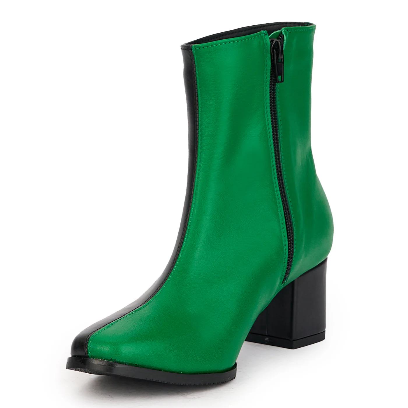 Botine dama din piele naturala multicolor cu toc gros 6 cm 17181 - Image 3