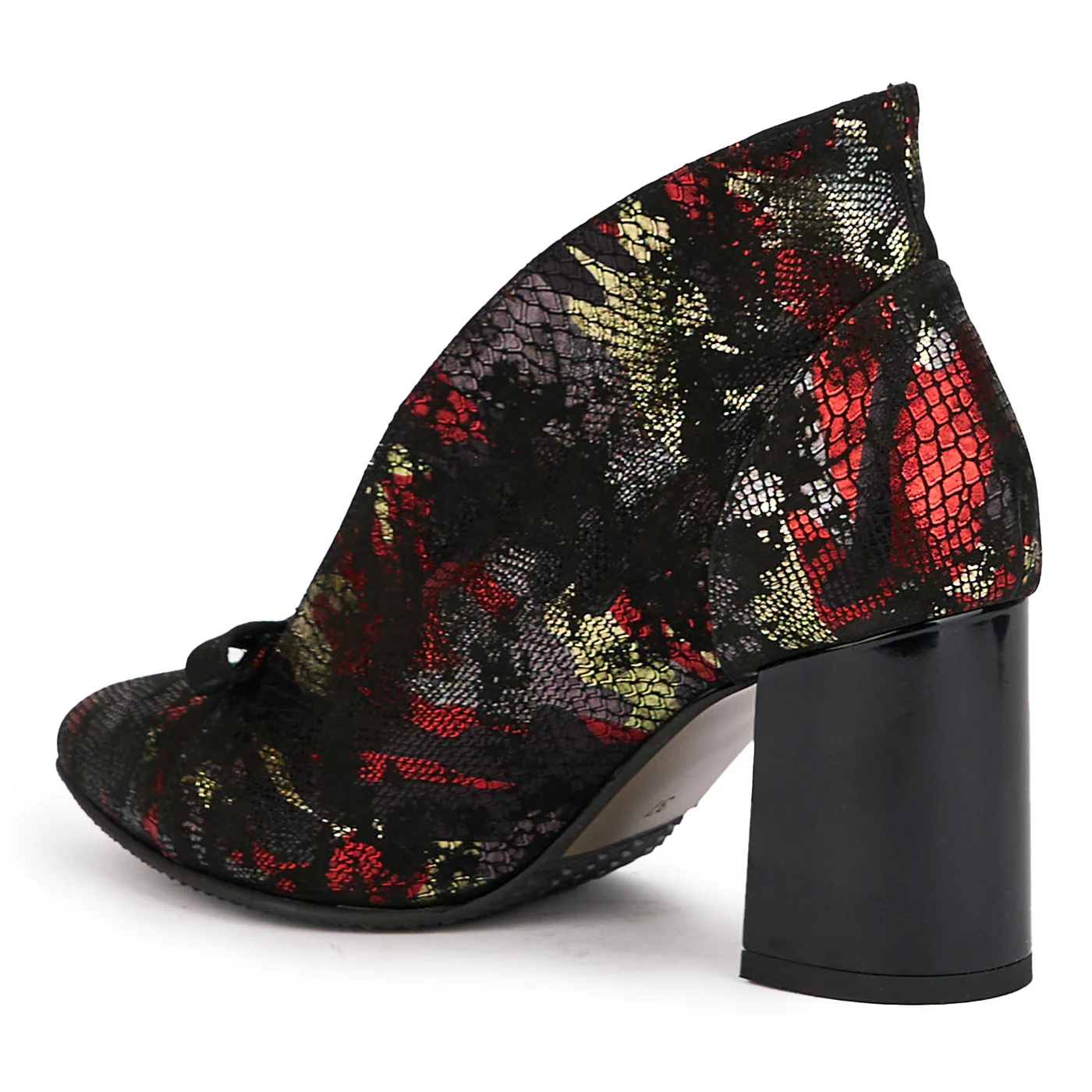 Botine dama din piele naturala multicolor cu toc gros 7.5 cm 16911 - Image 2