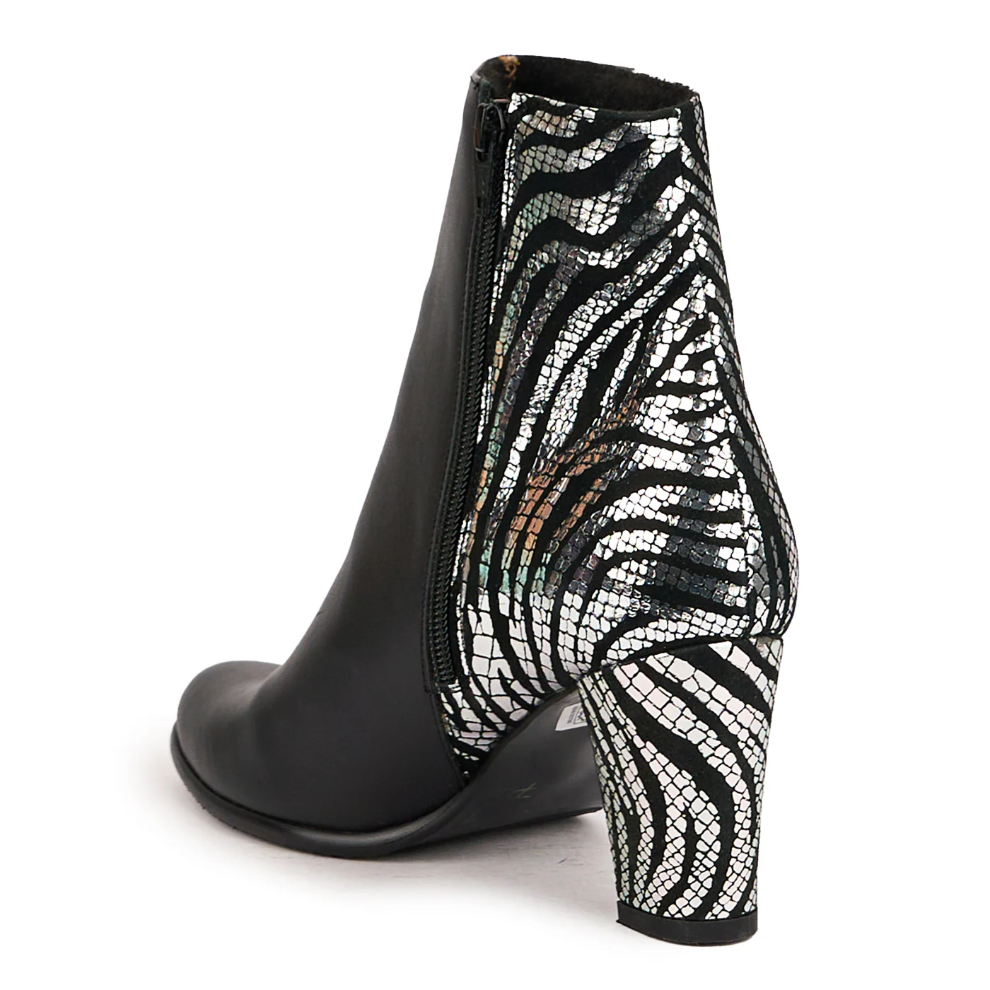 Botine dama din piele naturala multicolor cu toc gros 8 cm 16799 - Image 2