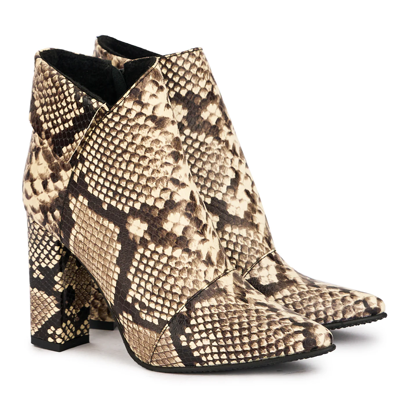 Botine dama din piele naturala multicolor cu toc gros 9.5 cm 17173 - Image 4