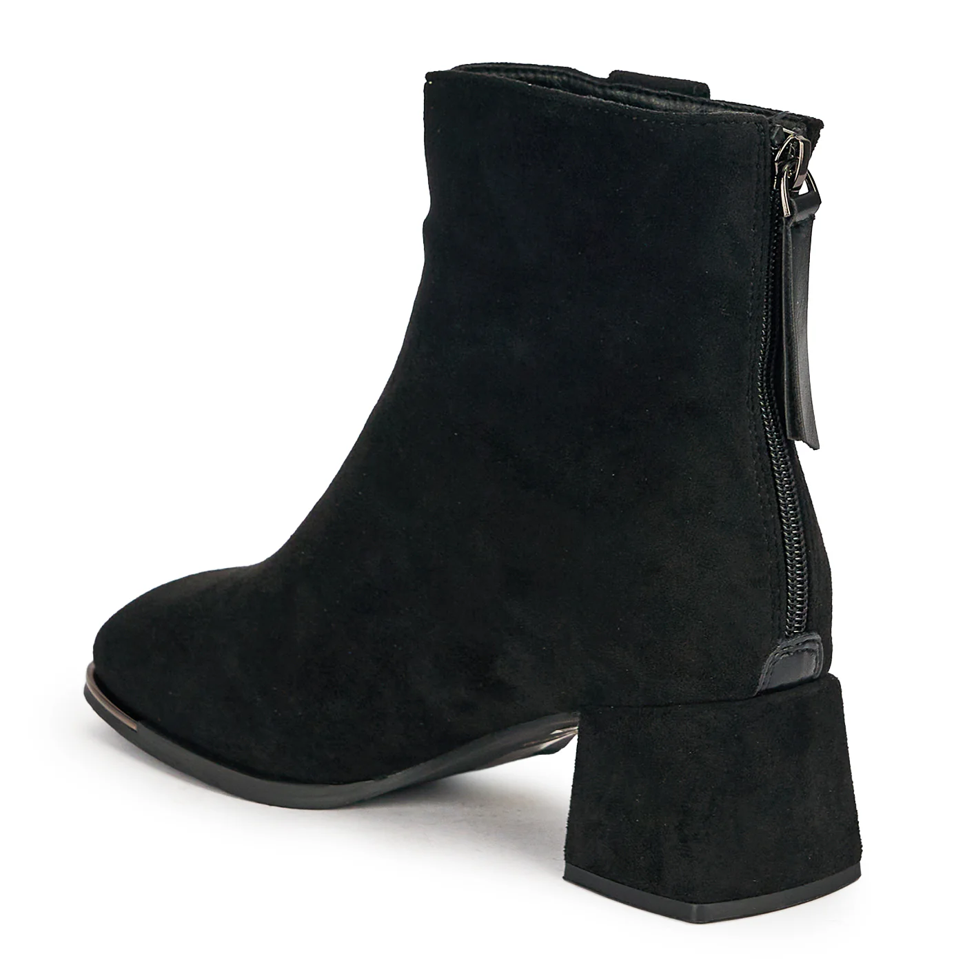 Botine dama din piele naturala neagra cu toc gros 5 cm 19036 - Image 2