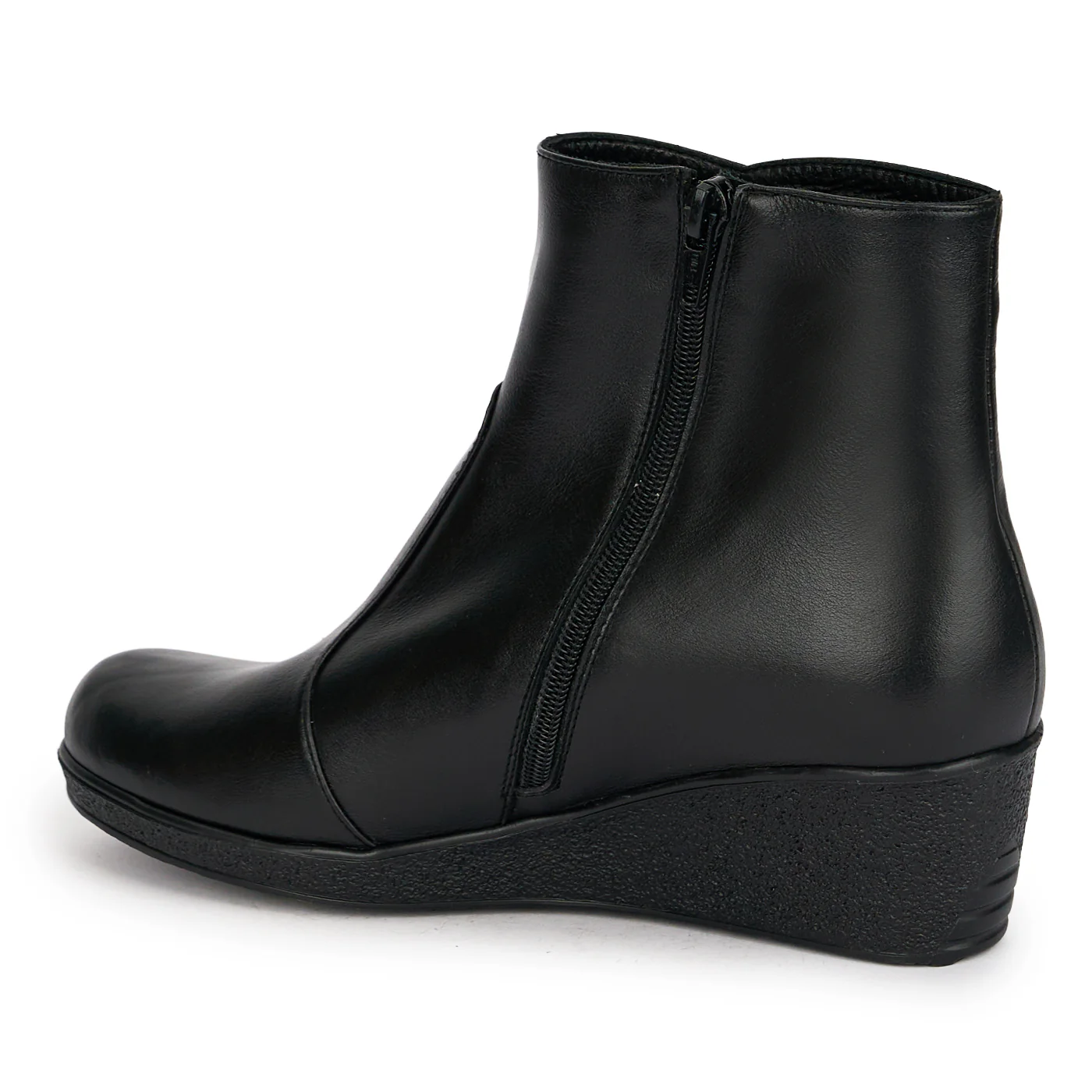 Botine dama din piele naturala neagra cu platforma 5 cm 18947 - Image 2