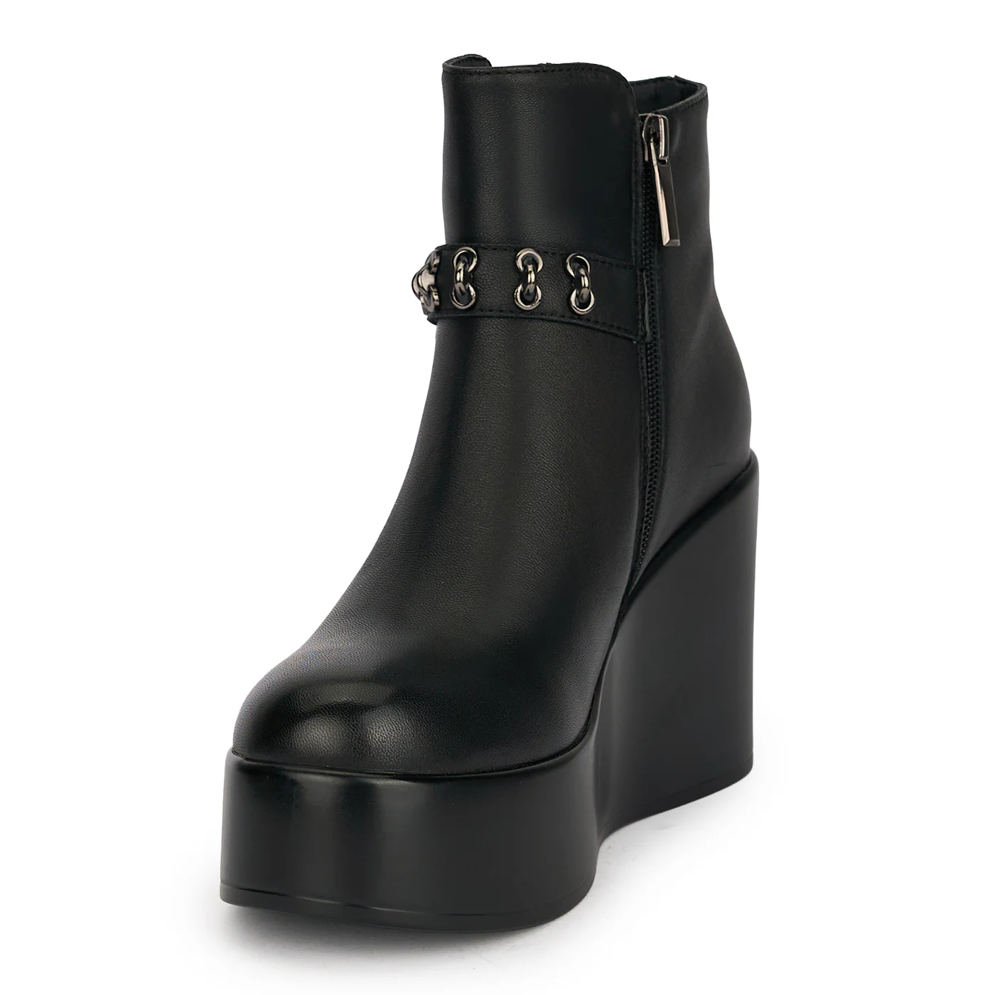Botine dama din piele naturala neagra cu platforma 9.5 cm 18971 - Image 3