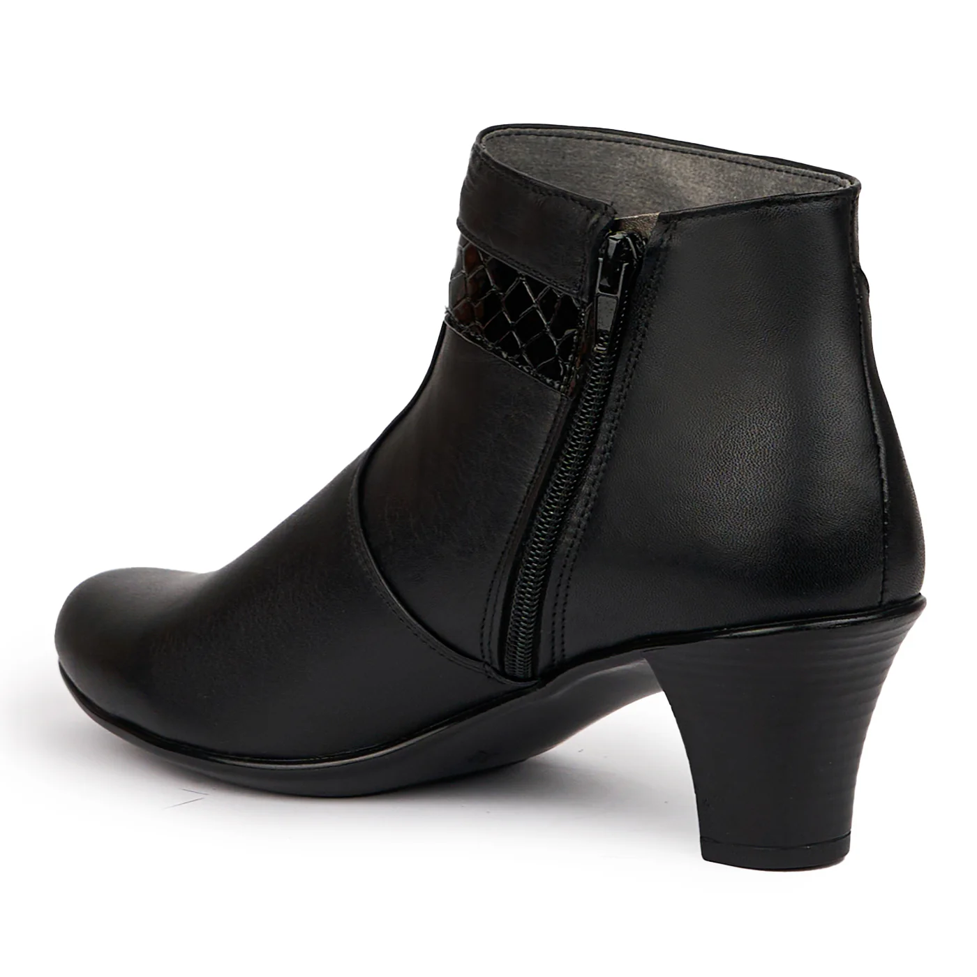Botine dama din piele naturala neagra cu toc 6 cm 14285 - Image 2