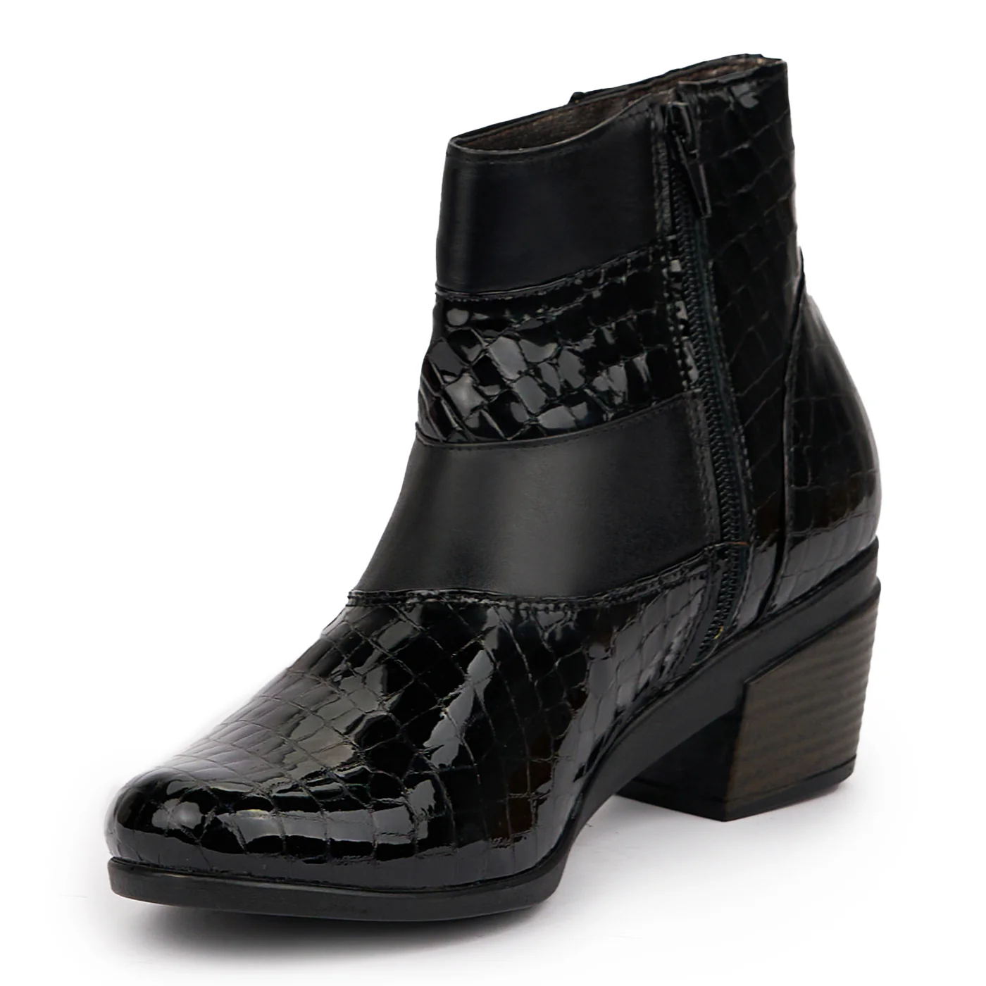 Botine dama din piele naturala neagra cu toc 6 cm 14286 - Image 3